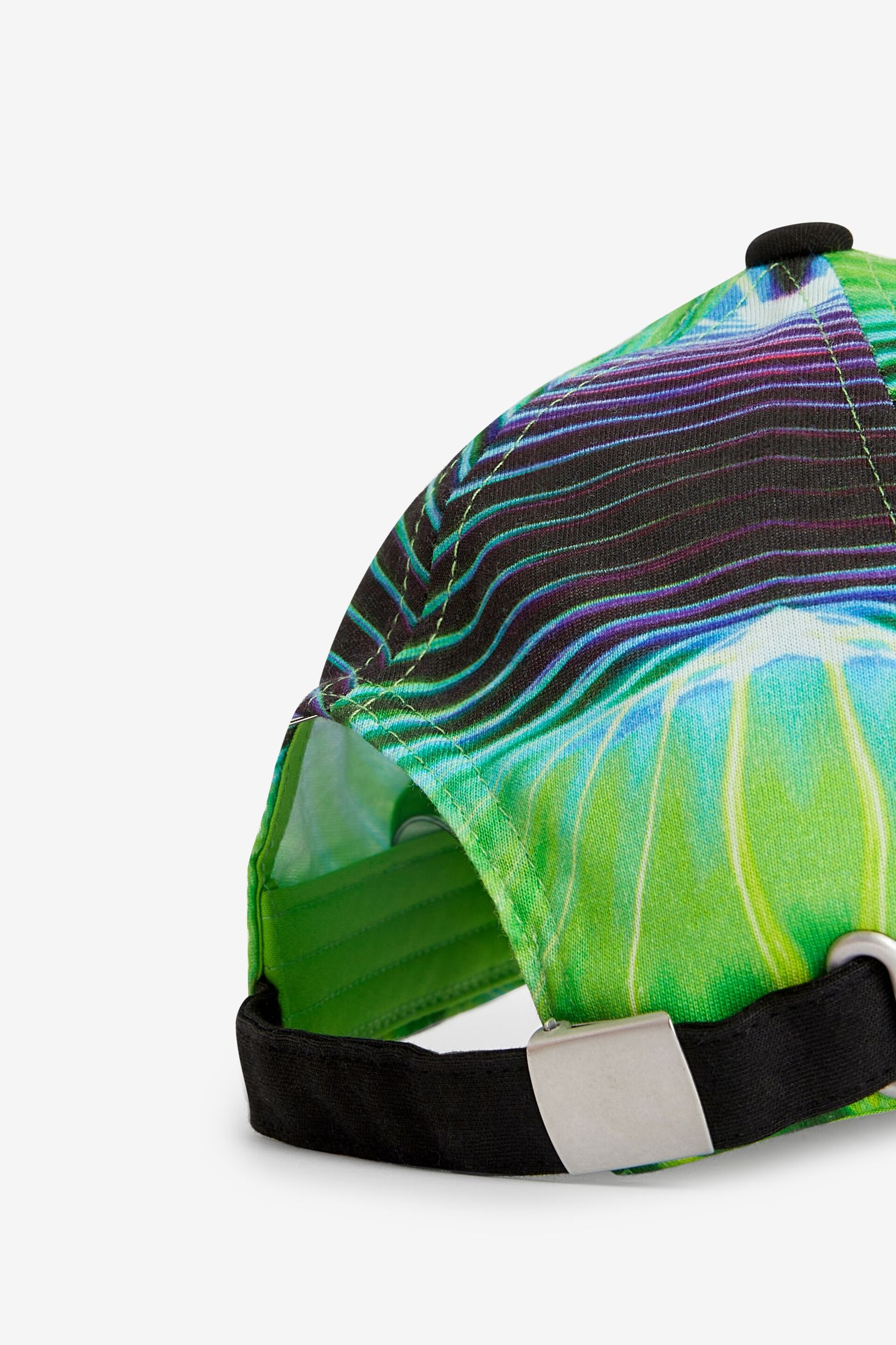 Black/Lime Glitch Print Baseball Cap (1-16yrs) - Image 2 of 2