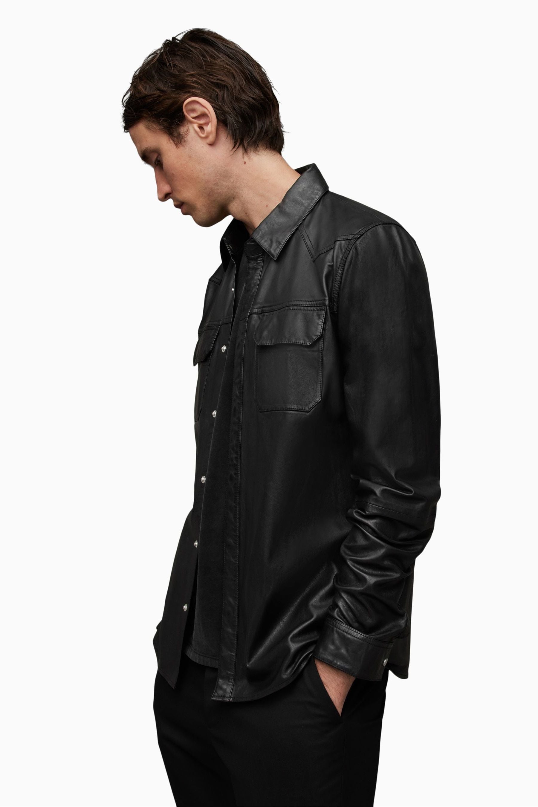 All saints leather shirt online