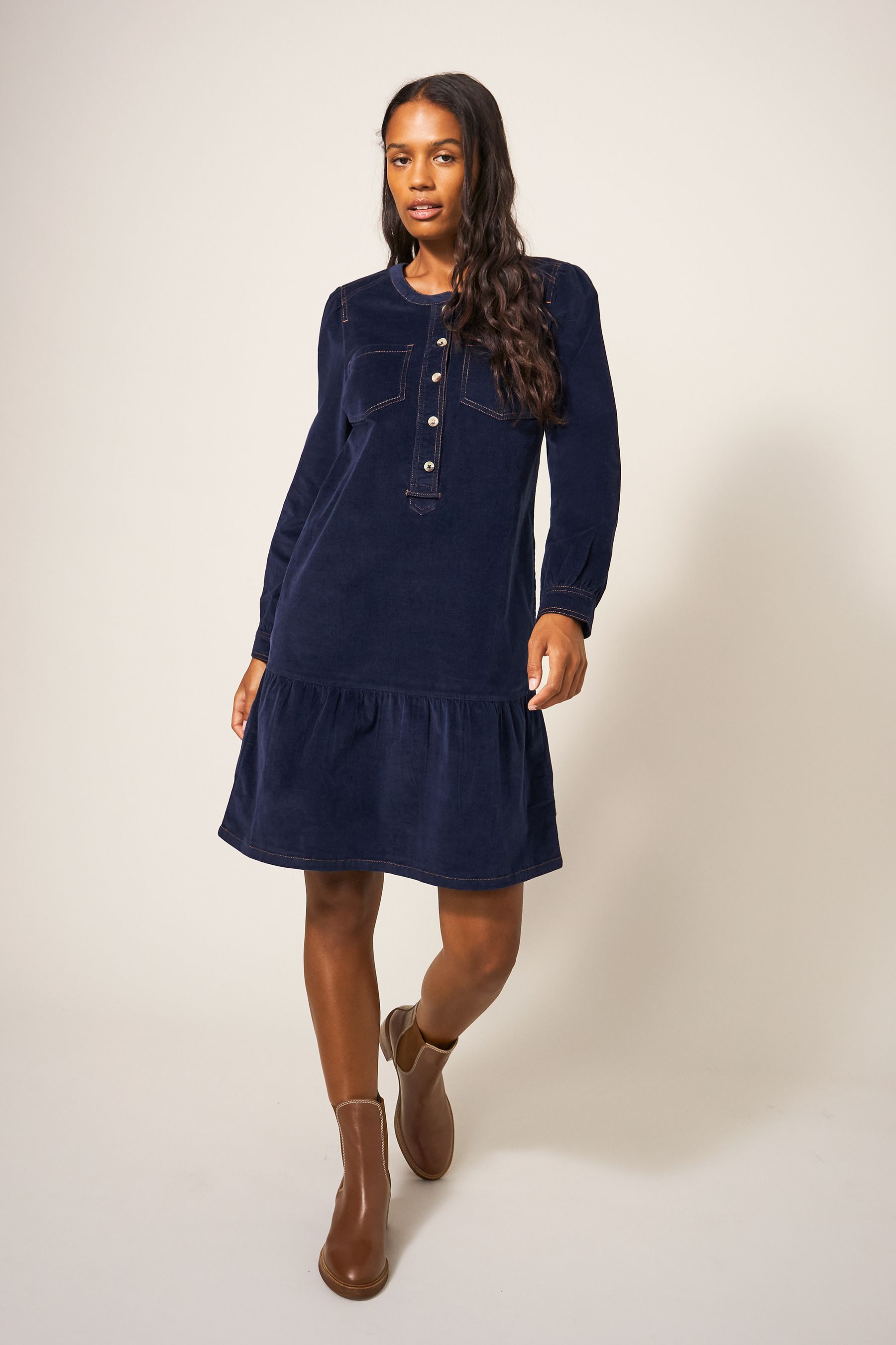 Long sleeve cord dress hot sale