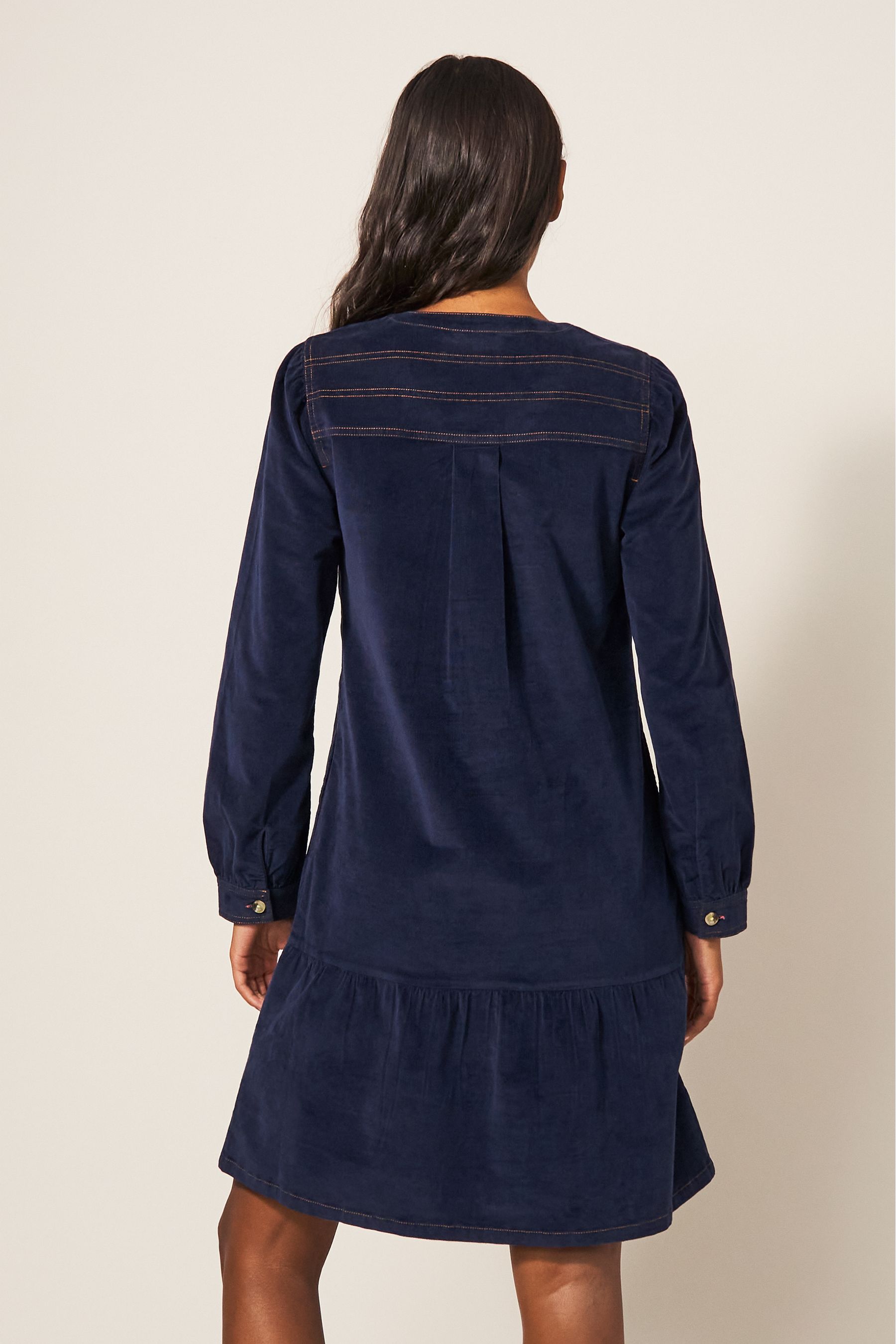 Blue corduroy dress shop