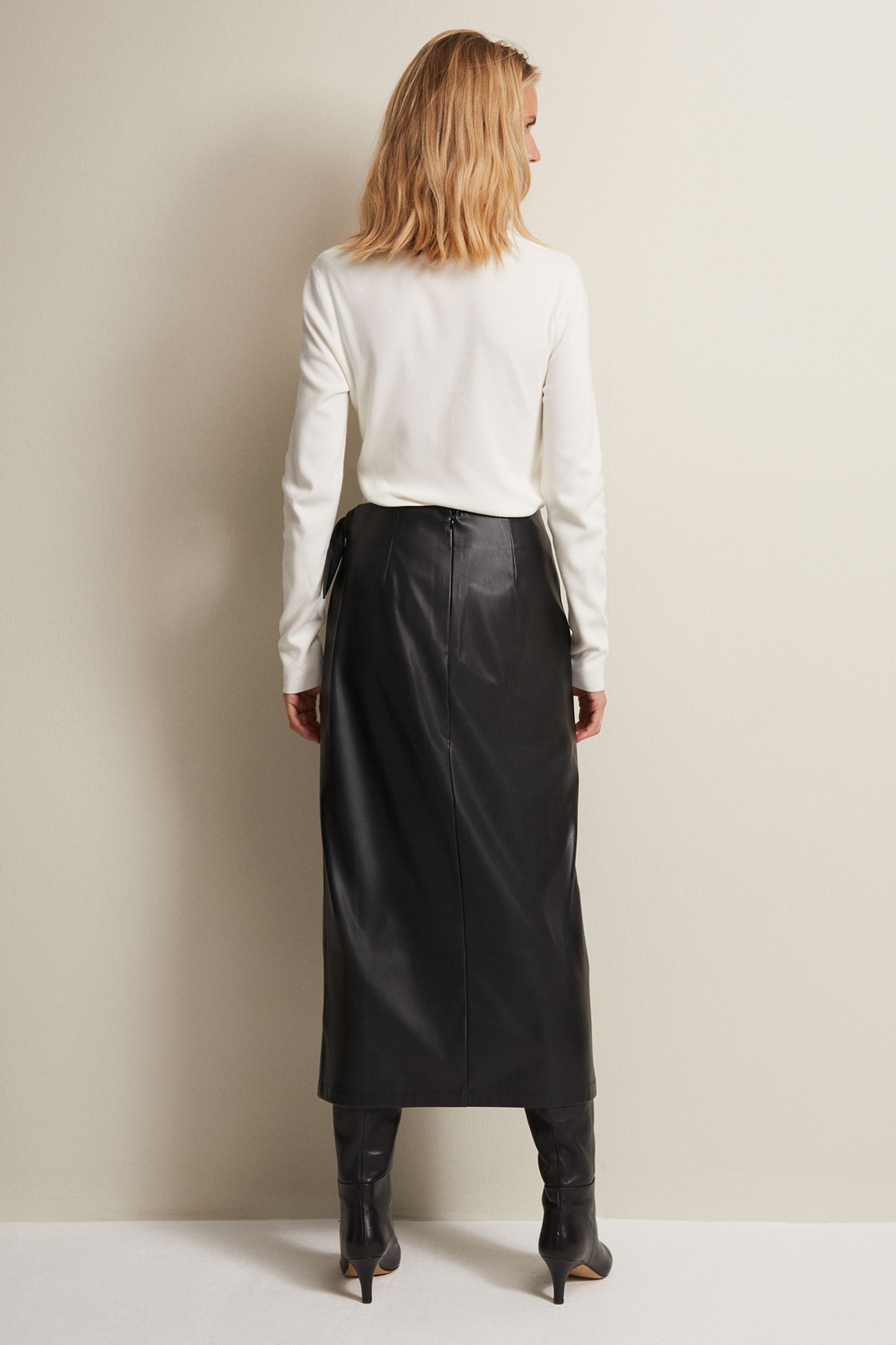 Buy Phase Eight Black Faux Fur Leather Noha Wrap Maxi Skirt from Next Ireland