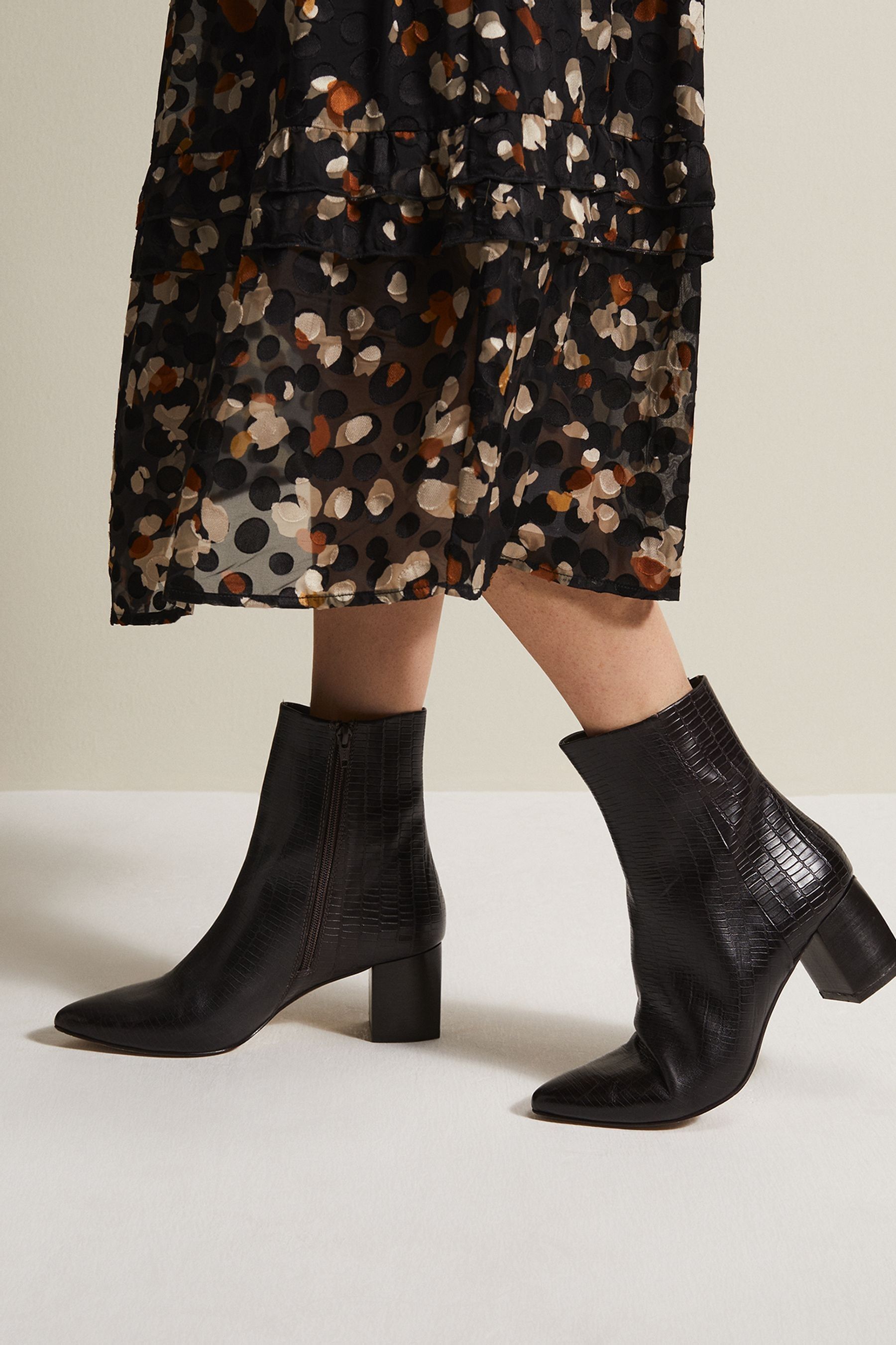 Buy Phase Eight Brown Leather Croc Effect Print Ankle Boots from the Next UK online shop