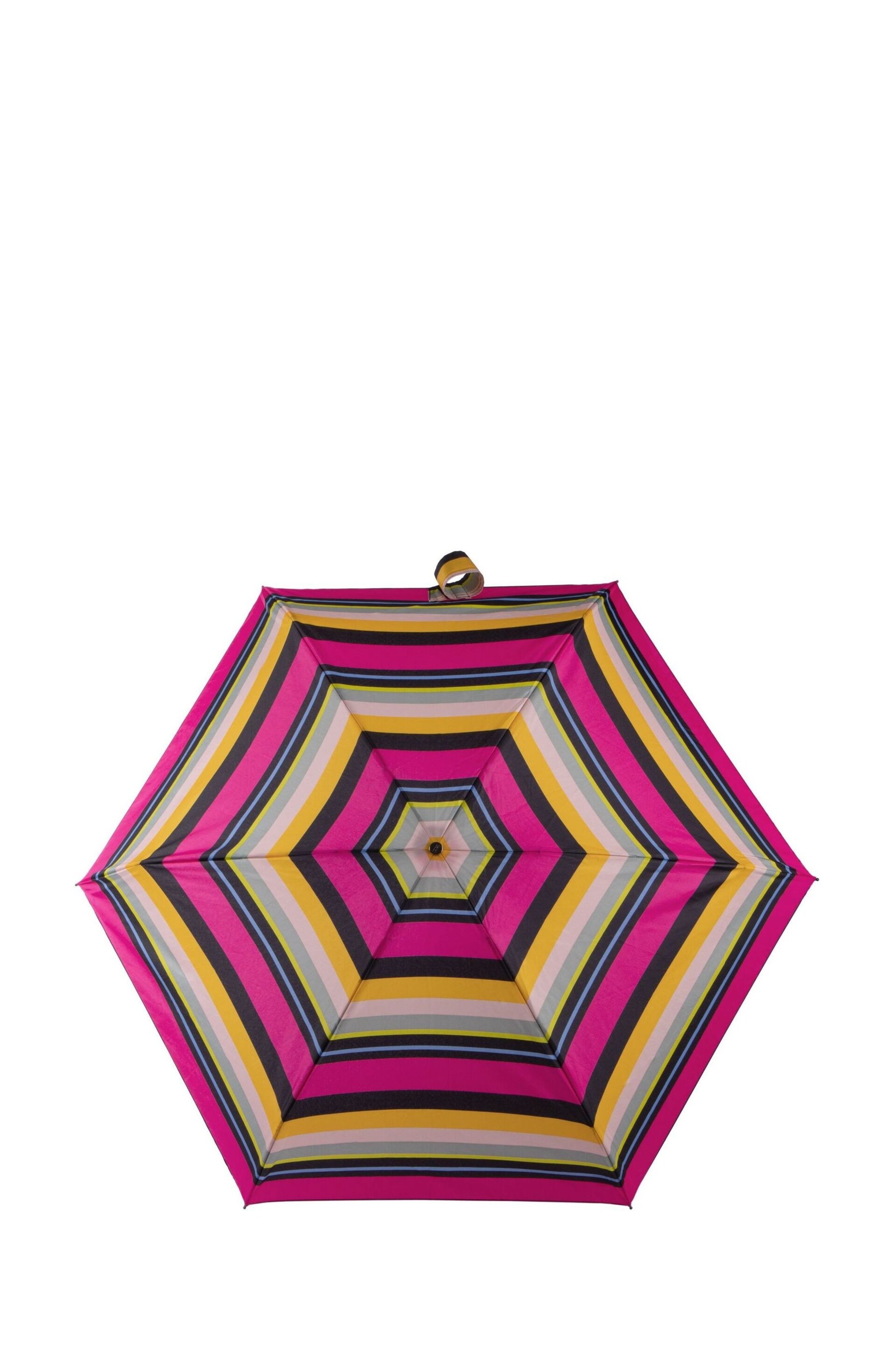 Totes Pink Eco Xtra Strong Mini Magenta Block Stripe Print Umbrella - Image 3 of 4