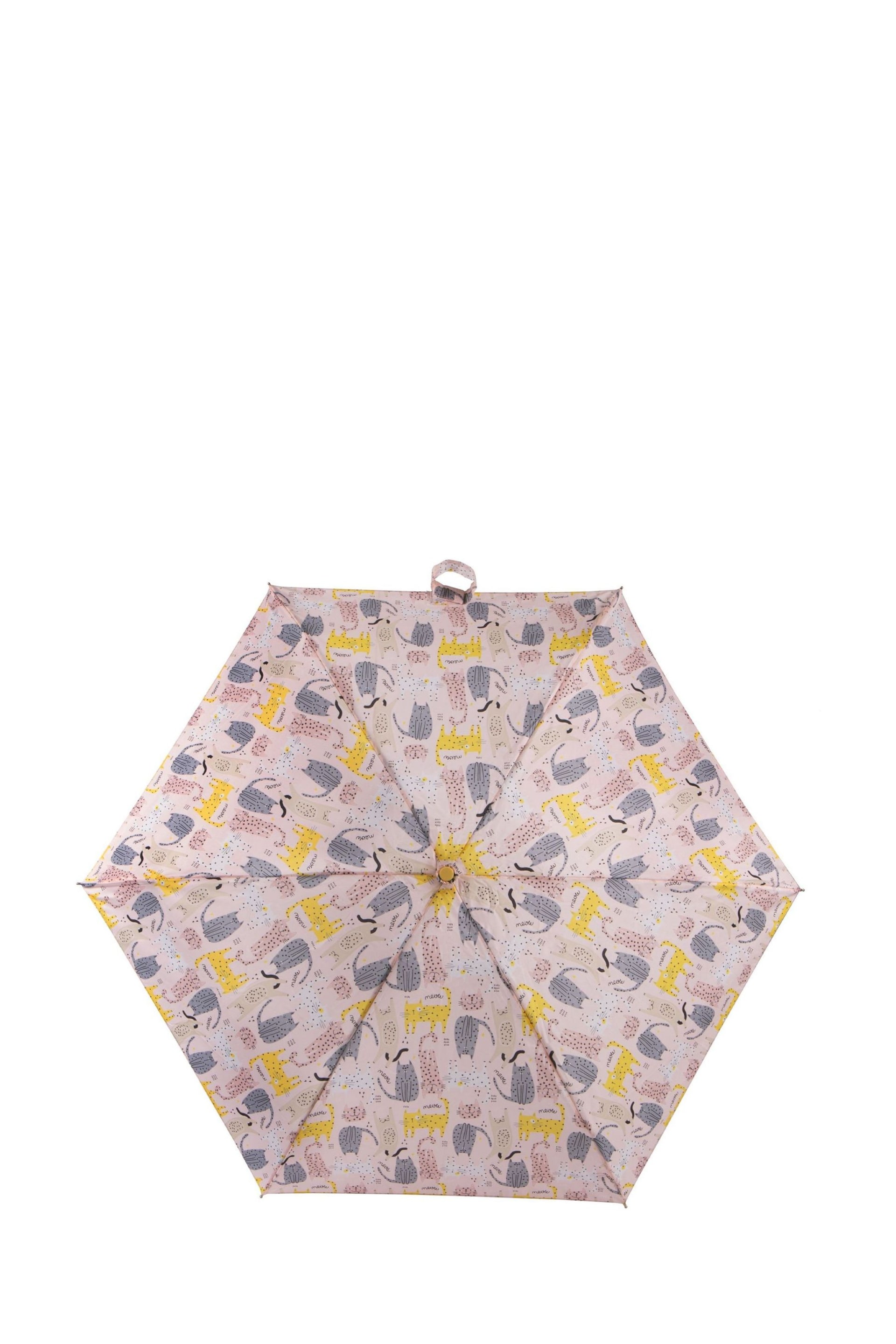 Totes Pink Eco Compact Round Dotty Cats Umbrella - Image 3 of 4