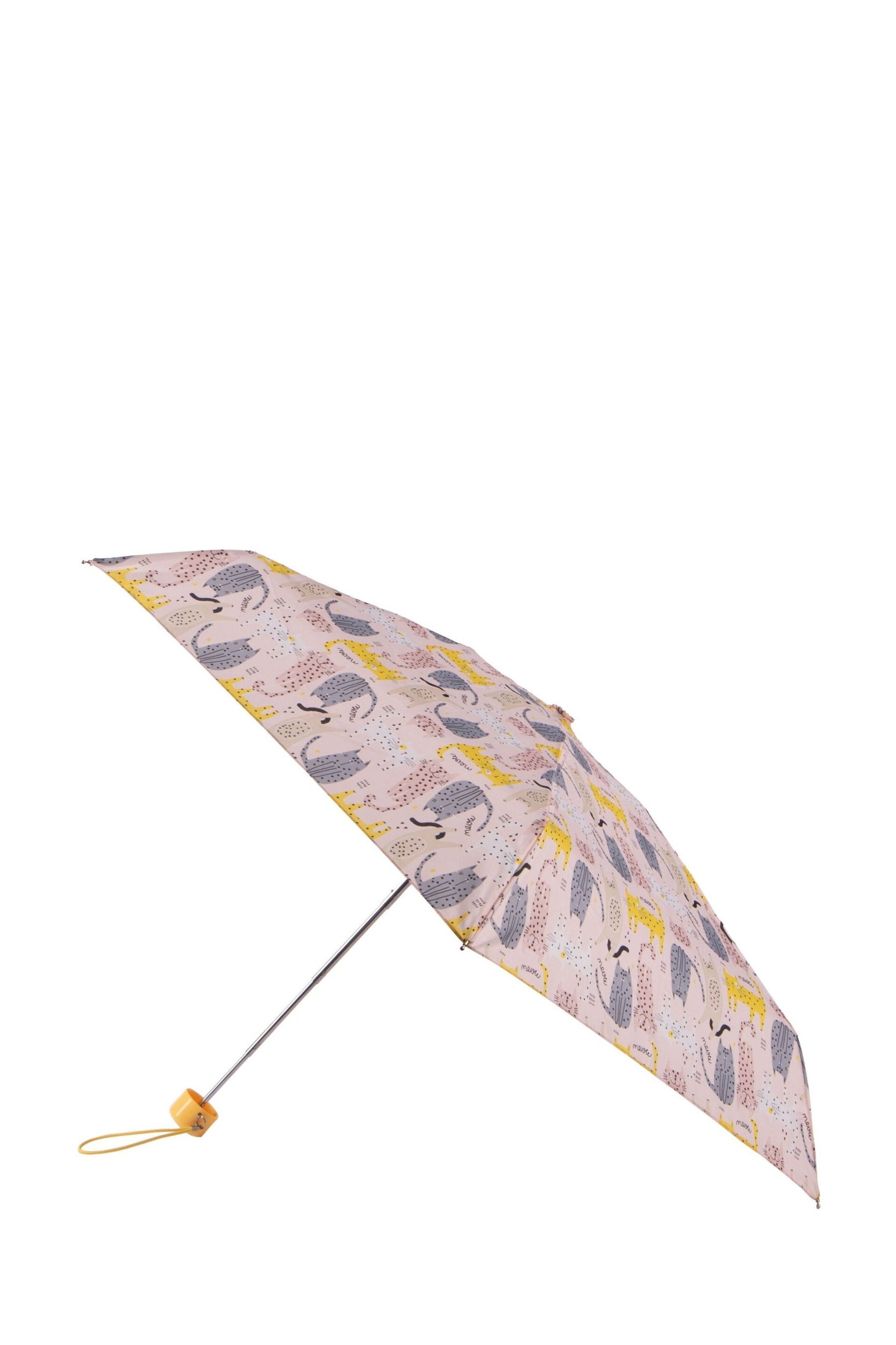 Totes Pink Eco Compact Round Dotty Cats Umbrella - Image 4 of 4