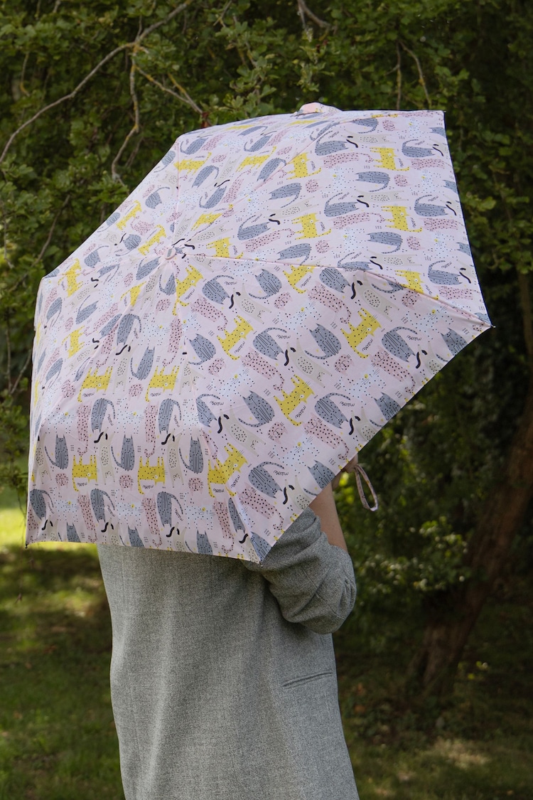 Totes Natural Eco Supermini Dotty Cats Print Umbrella - Image 1 of 4