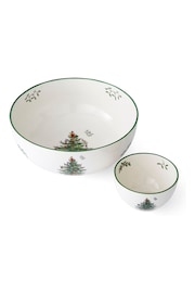 Spode Cream Christmas Tree Tiered Chip and Dip Bowl - Image 3 of 4