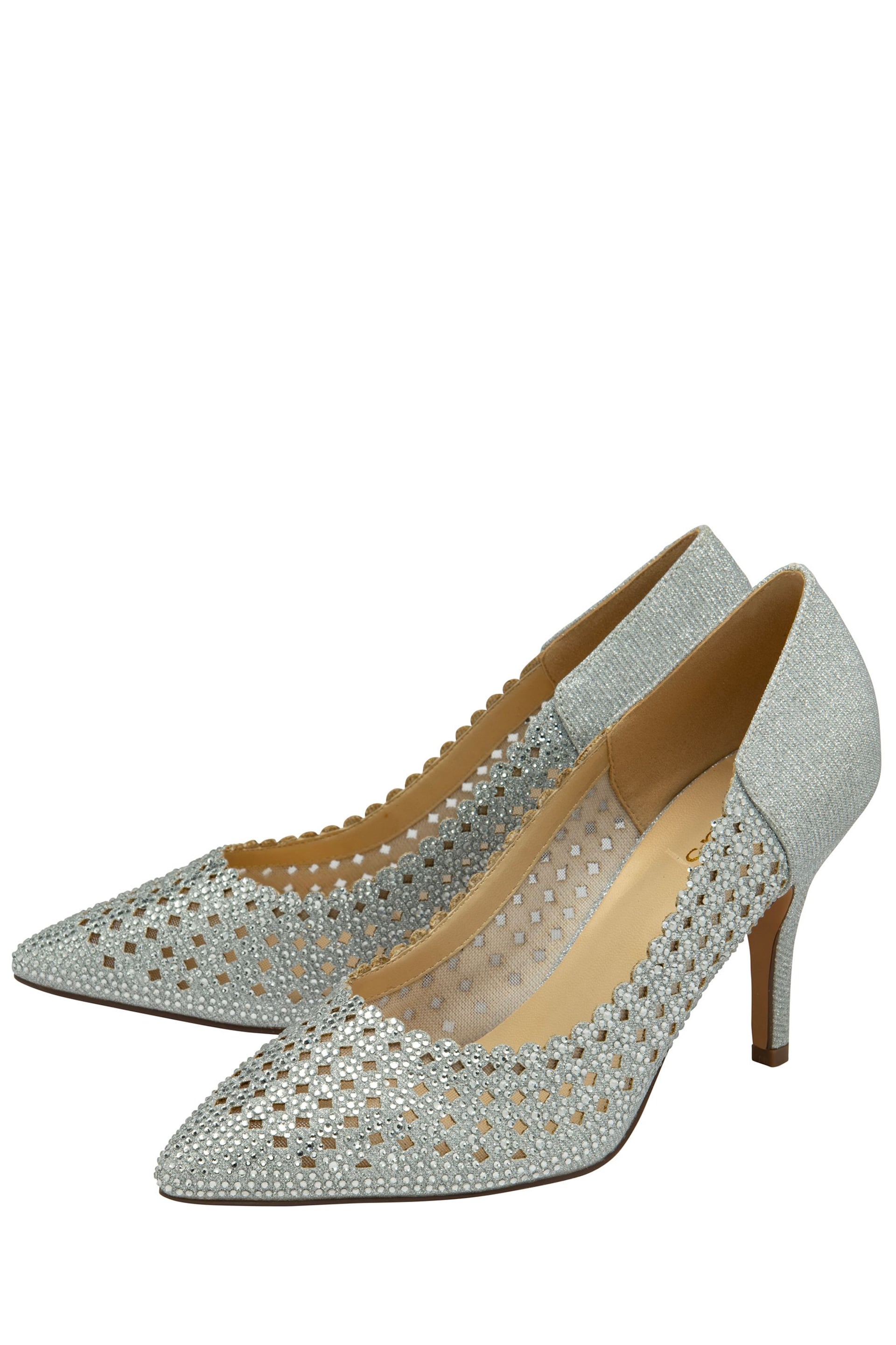 Lotus Silver Stiletto-Heel Pointed Toe Court Shoes - Image 3 of 4