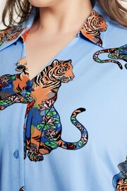 Chelsea Peers Blue Curve Maternity Lotus Tiger Print Short Pyjama Set - Image 4 of 5