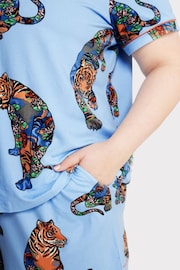 Chelsea Peers Blue Curve Maternity Lotus Tiger Print Short Pyjama Set - Image 5 of 5