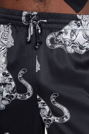 Chelsea Peers Black Satin Lotus Tiger Print Long Pyjama Set - Image 5 of 5