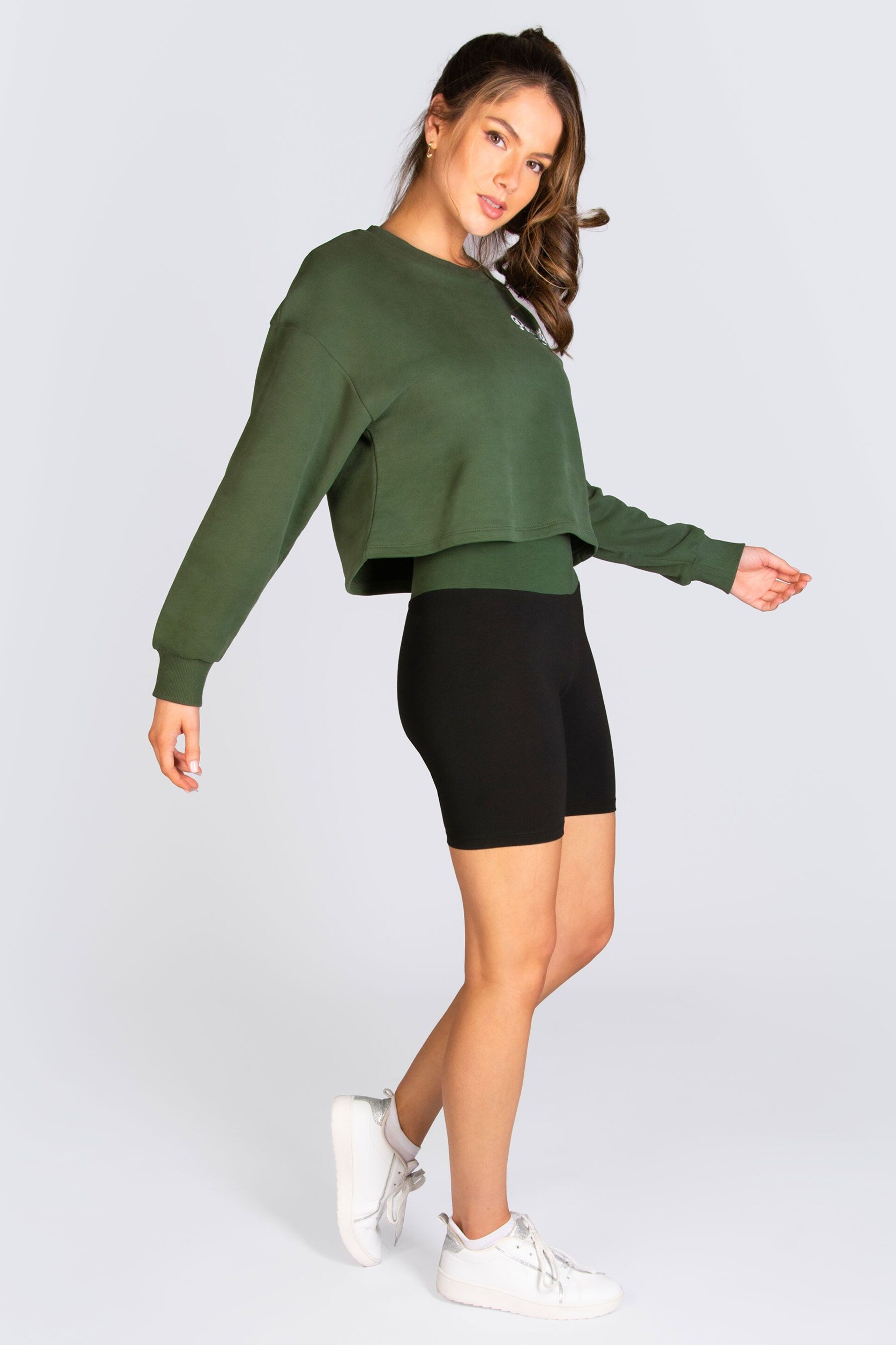 Pineapple Green Logo Womens Midi Crop Sweater - Image 3 of 5