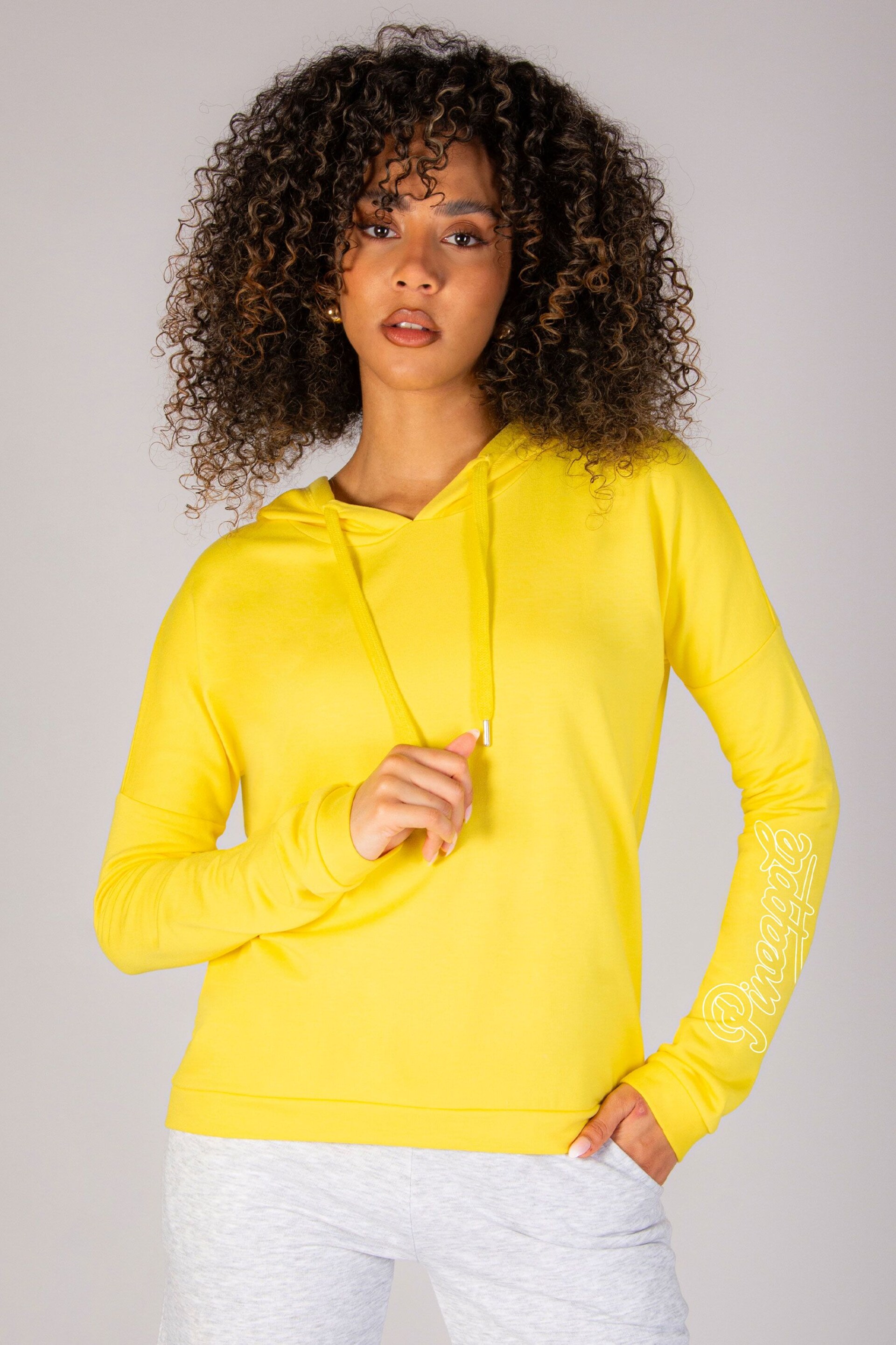 Pineapple Yellow Womens Logo Dip Hem Hoodie - Image 2 of 6