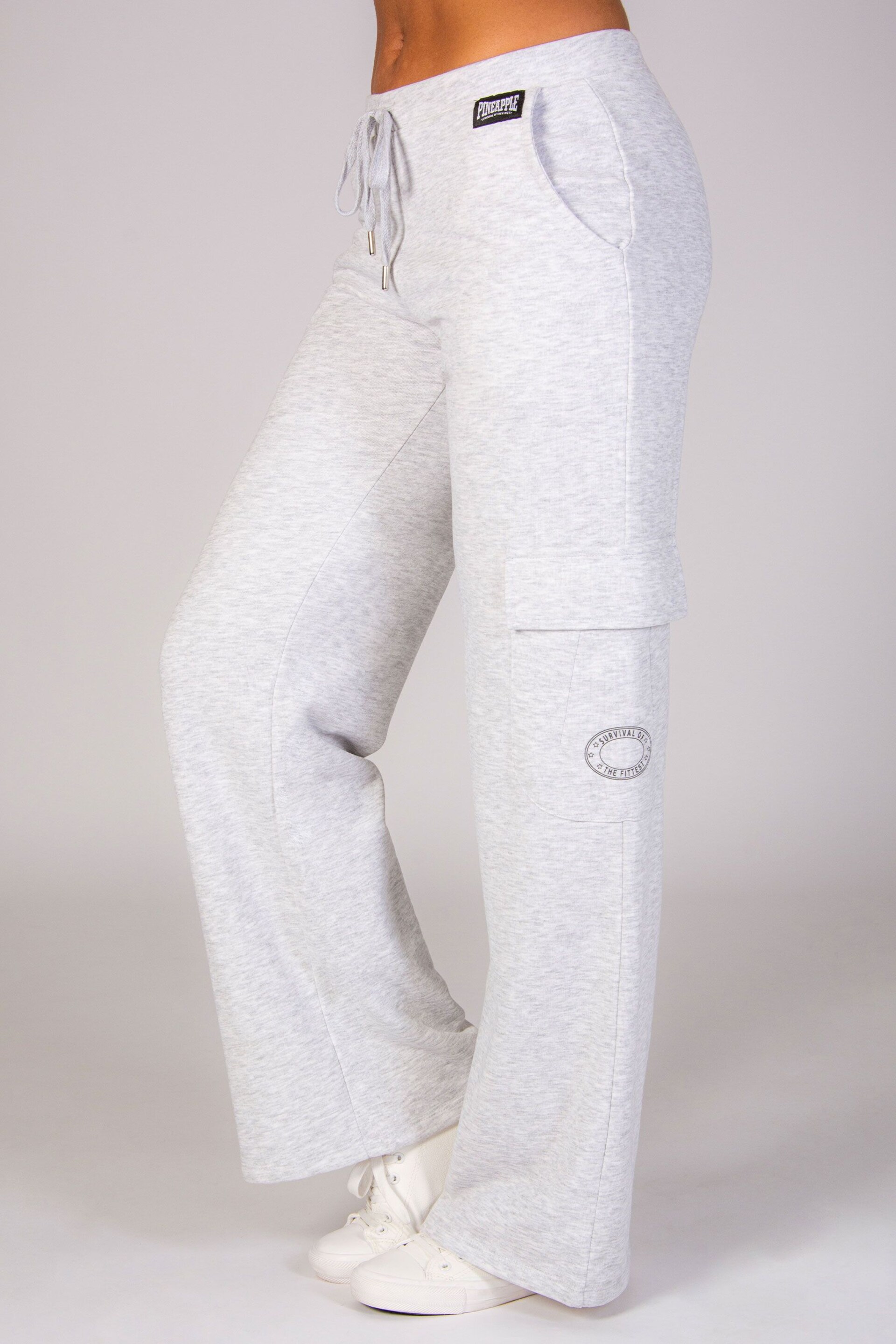 Pineapple Grey Womens Cargo Wide Leg Joggers - Image 4 of 8