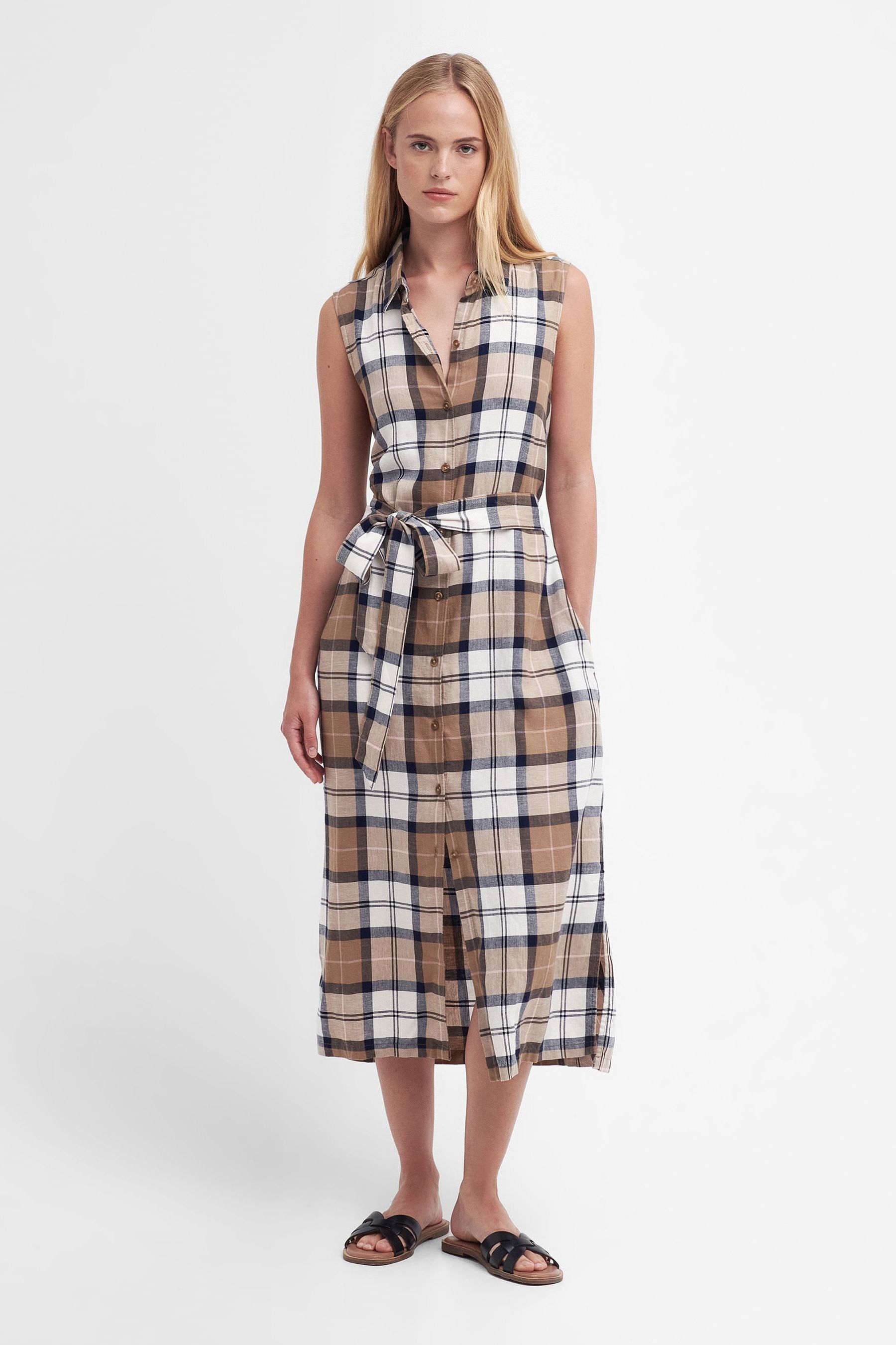 Buy Barbour Natural Caroline Checked Midi Shirt Dress from Next Malta