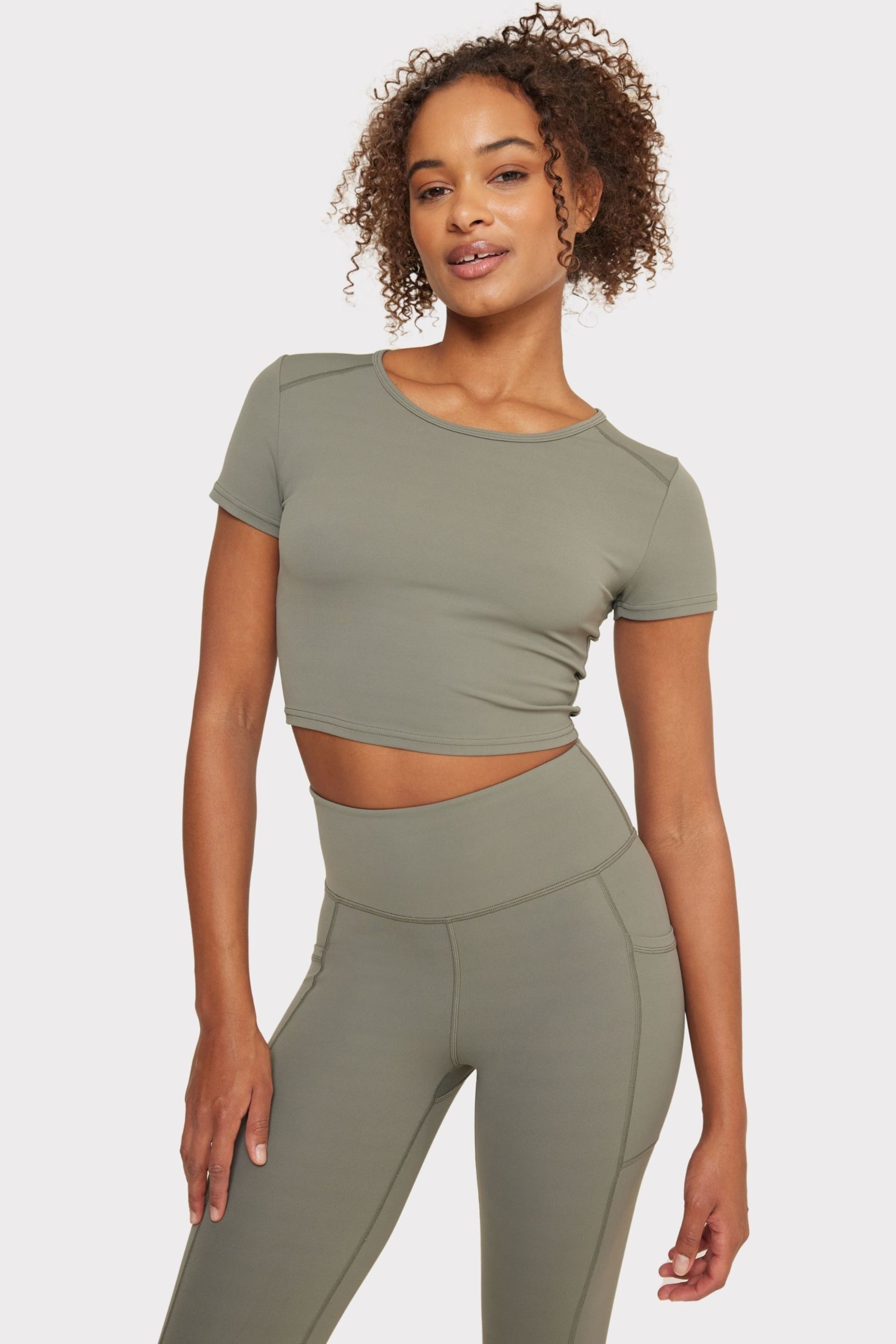 Chelsea Peers Green Soft Stretch Crewneck Crop Top - Image 1 of 4