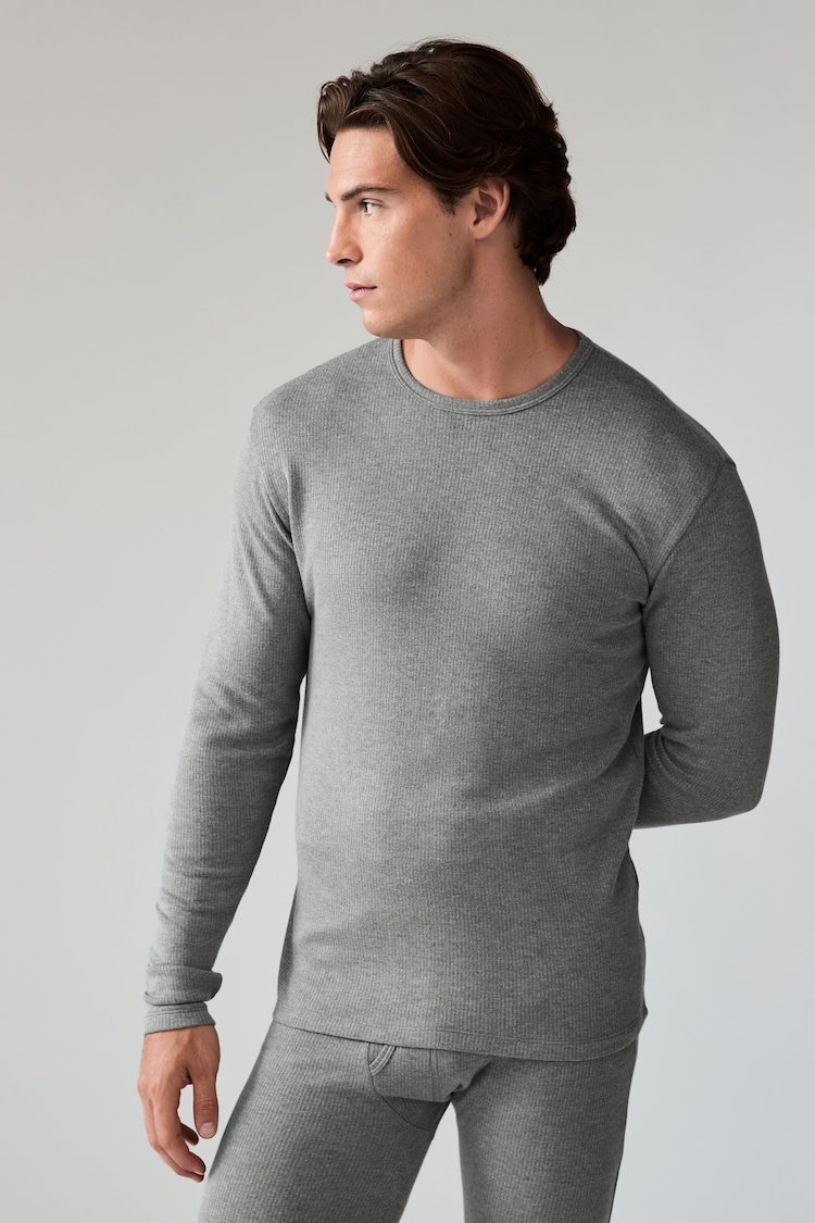 Charcoal Grey Long Sleeve Thermal Tops 2 Pack - Image 2 of 8