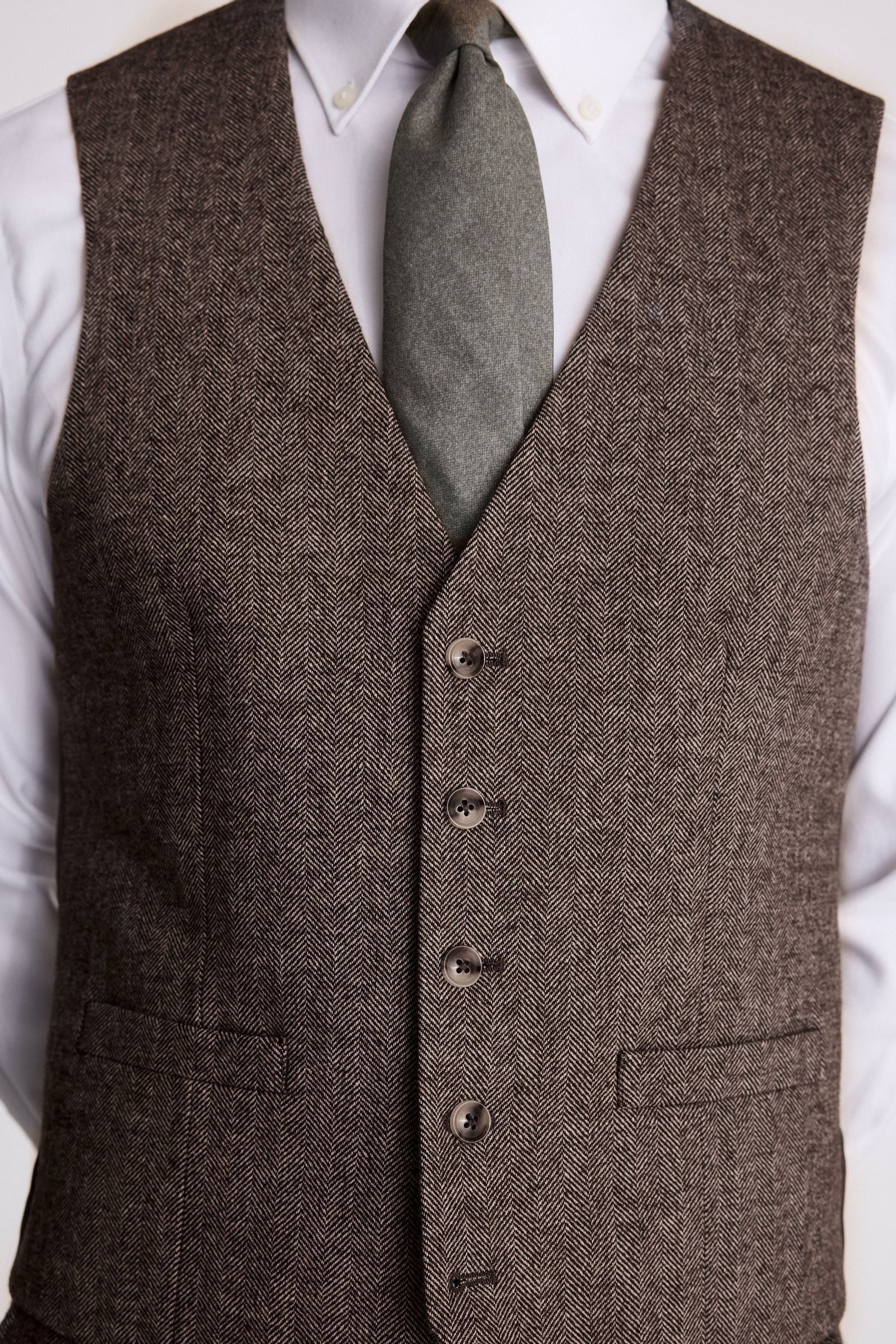 Slim fit tweed waistcoat top