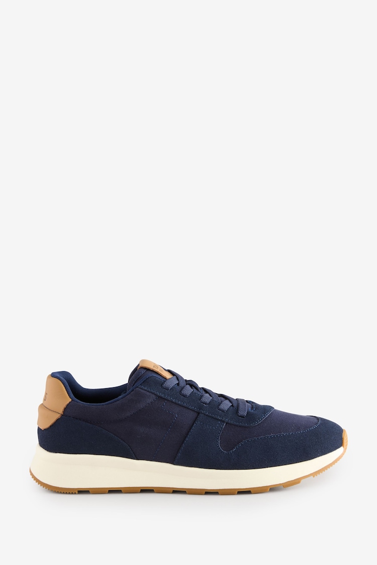 TOMS Blue TRVL Lite Retro Trainers in Suede and Vintage Twill Mix - Image 1 of 1