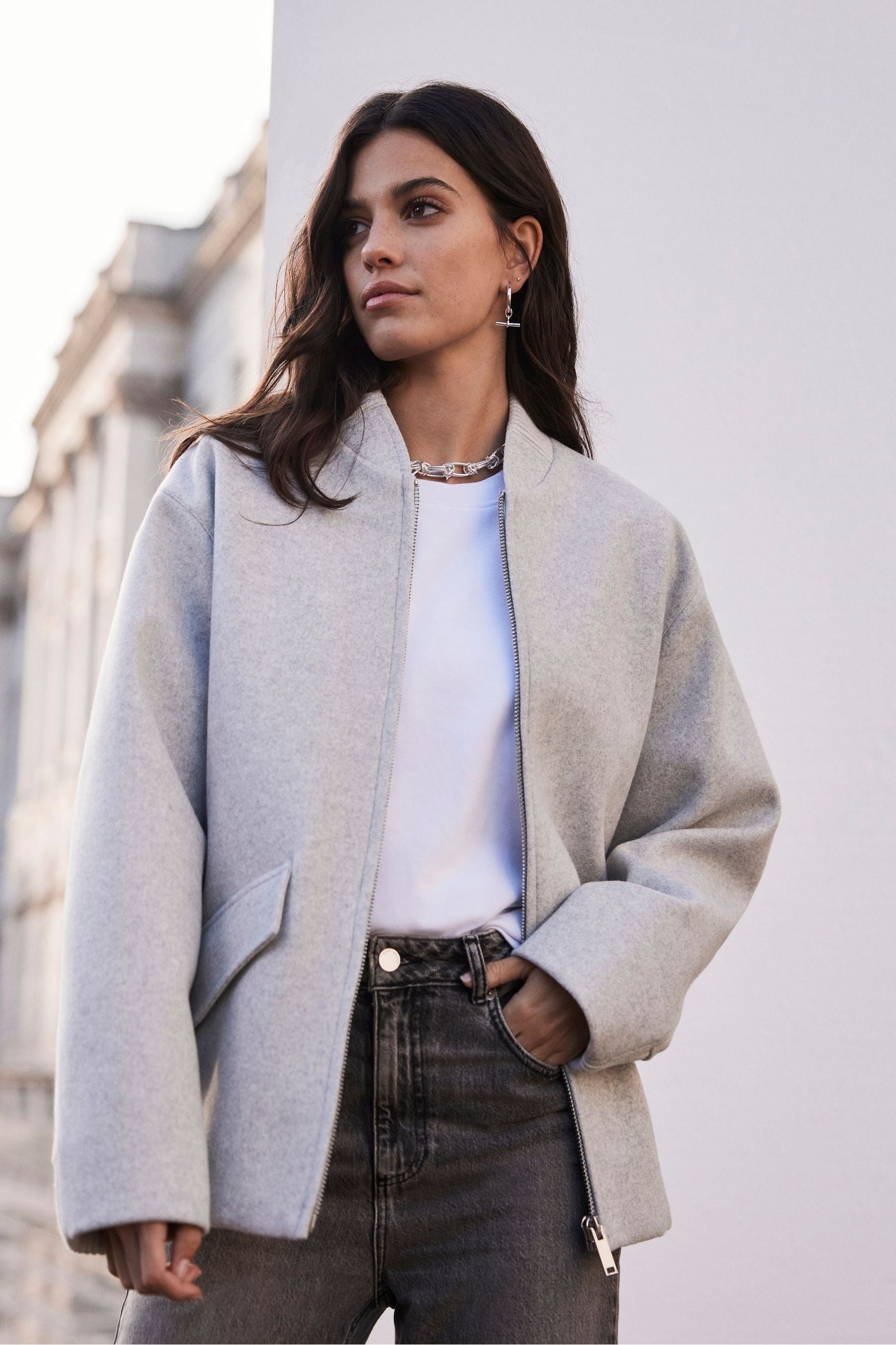 Mint velvet grey blocked coat online