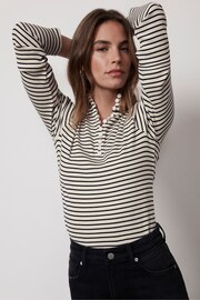 Mint Velvet Black Long Sleeve Cream Striped Top - Image 3 of 6