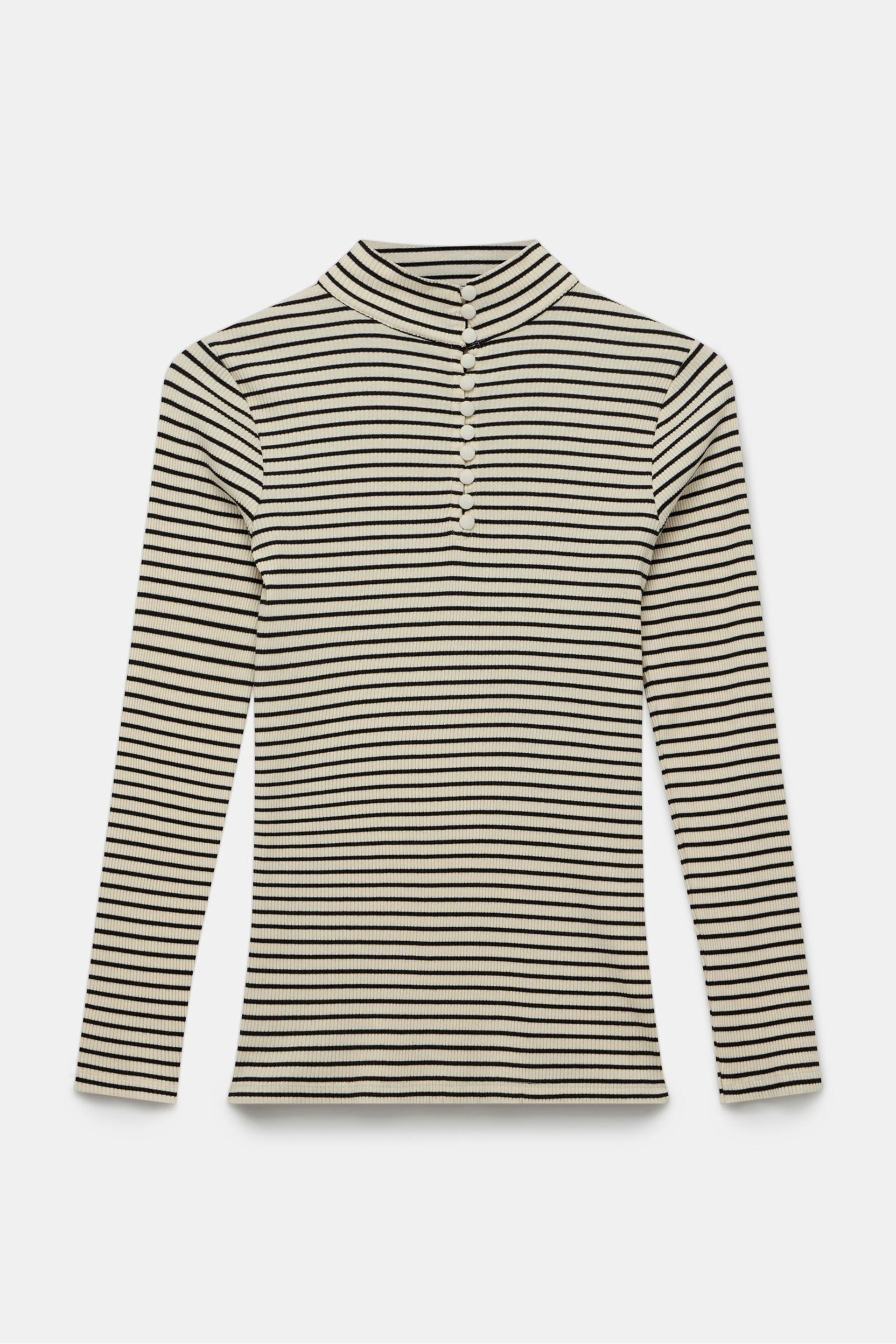 Mint Velvet Black Long Sleeve Cream Striped Top - Image 5 of 6