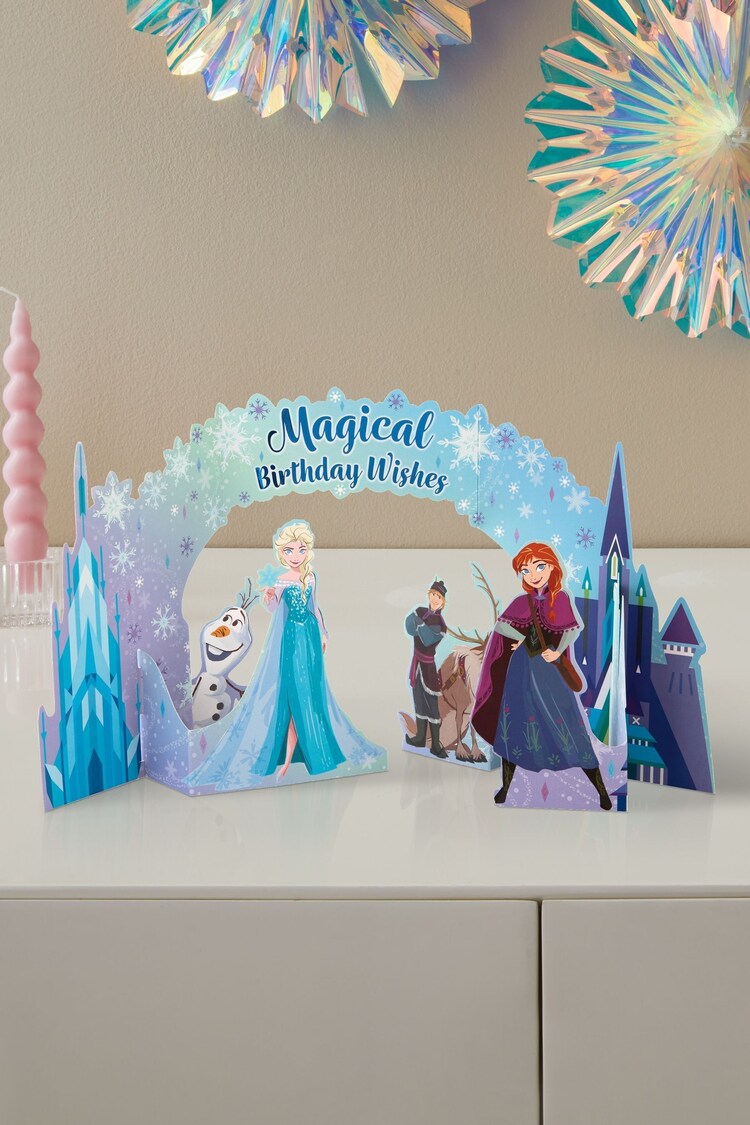 Hallmark Blue Birthday Card 3D Pop Up Disney Frozen Design - Image 1 of 4