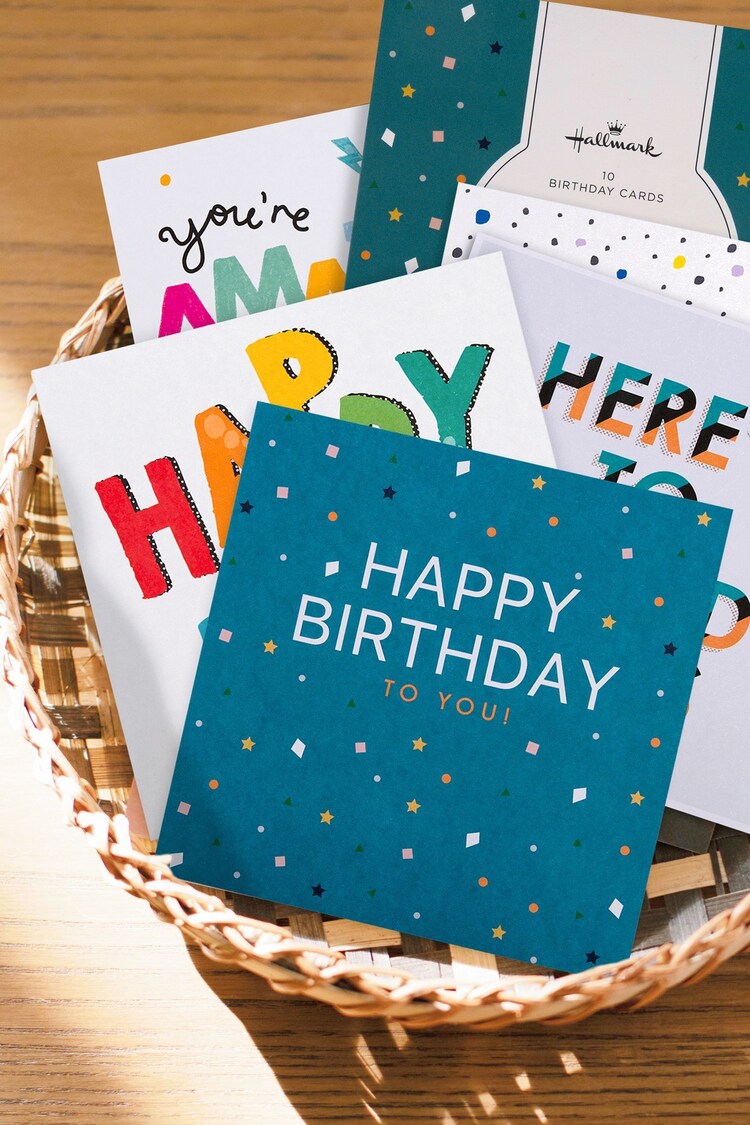 Hallmark Blue 10 Pack Birthday Cards In Type -Tastic Designs - Image 1 of 4