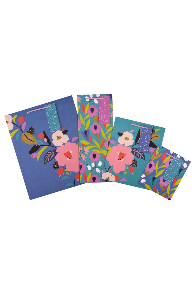 Hallmark Blue Set of 4 Gift Bags In Floral Designs - Image 3 of 4