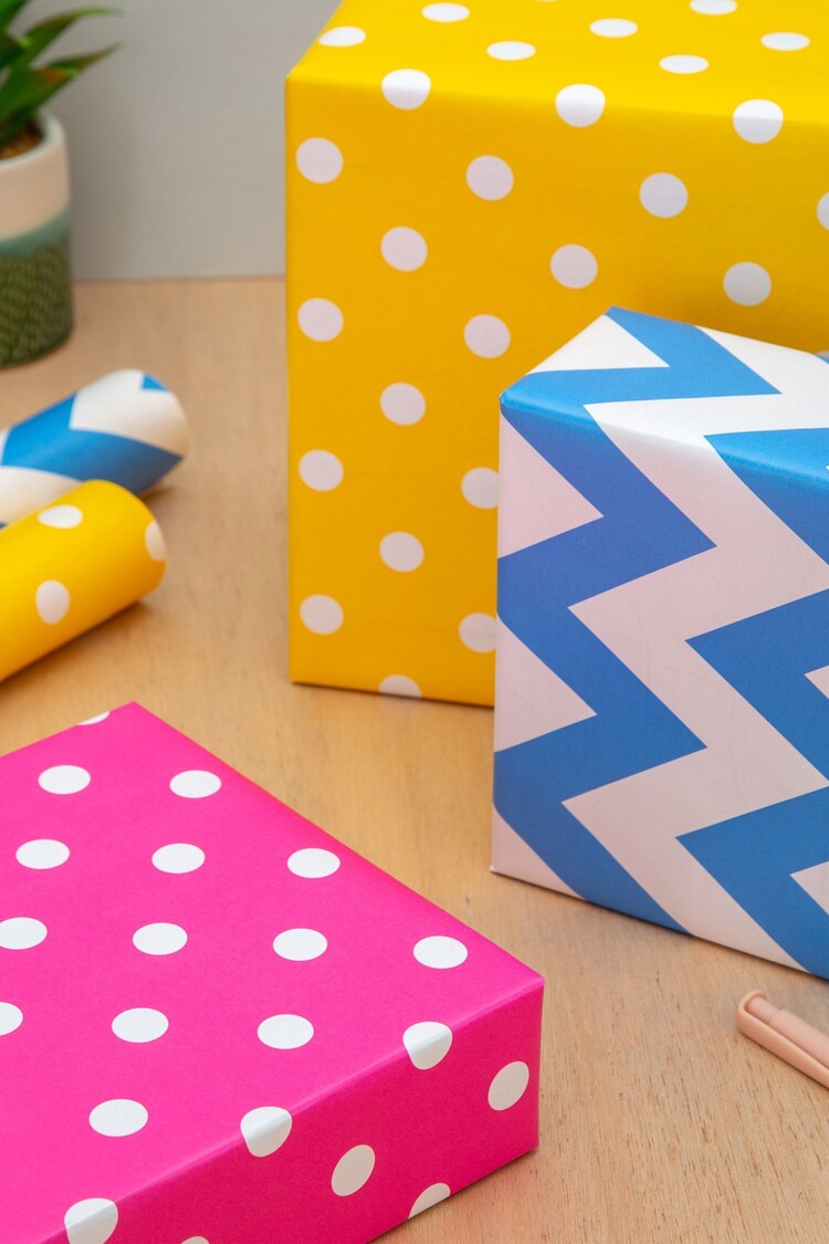 Hallmark Multicoloured Spots and Stripes Wrapping Paper 3 Rolls x 2M - Image 1 of 4