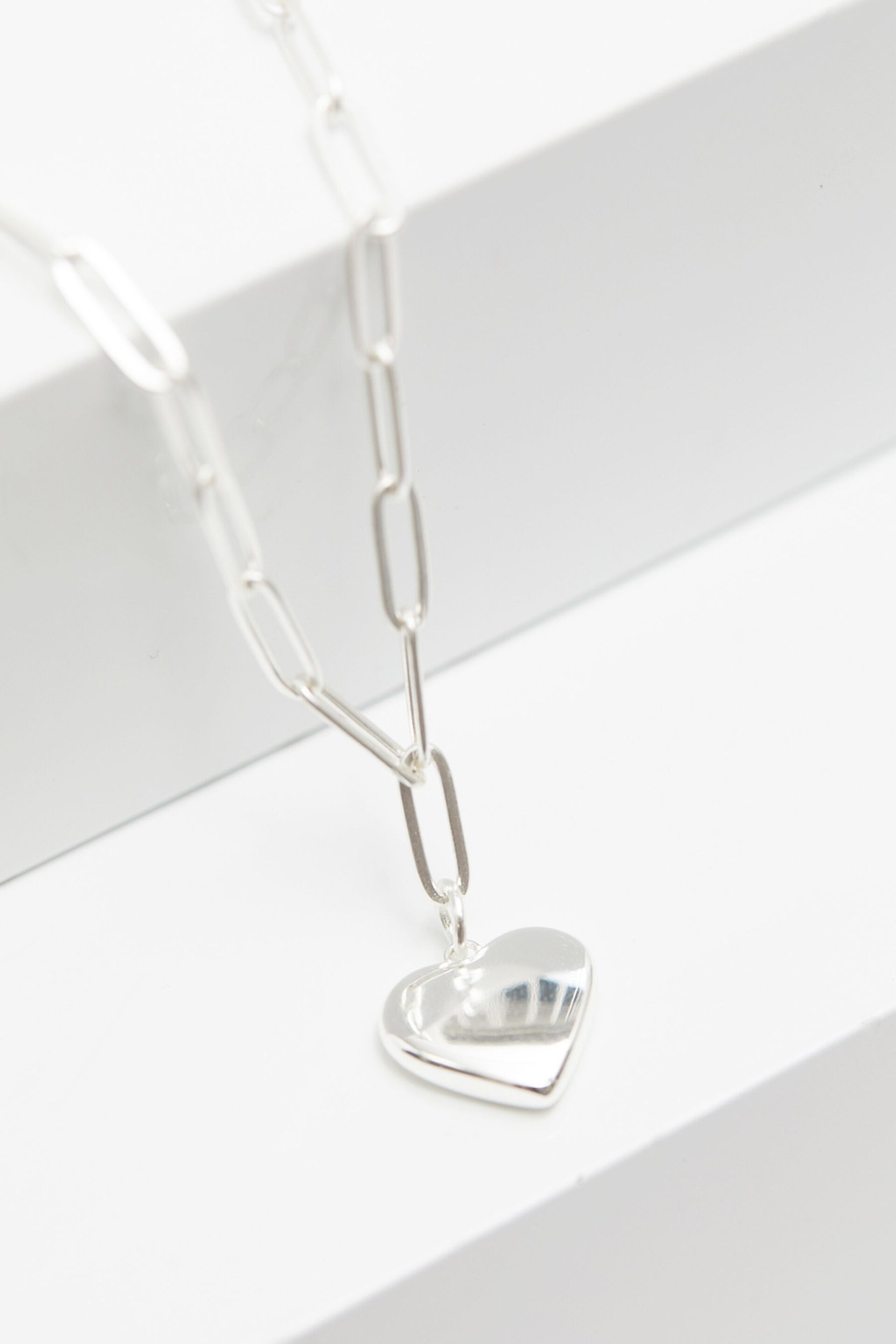 Mood Silver Polished Heart Chain Necklace - Image 2 of 3