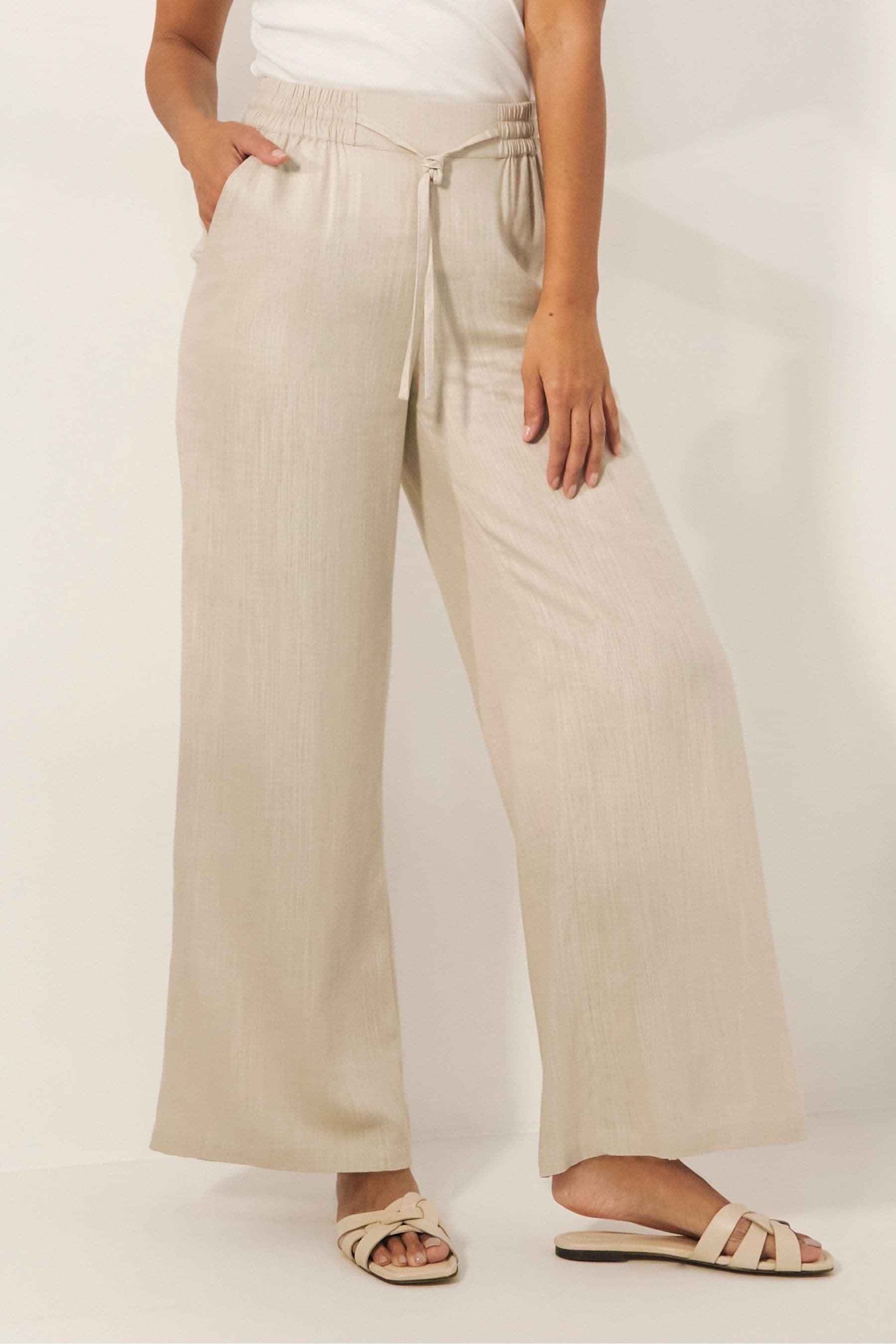 Buy JD Williams Natural Sands Linen Mix Wide Leg Trousers from the Next UK online shop