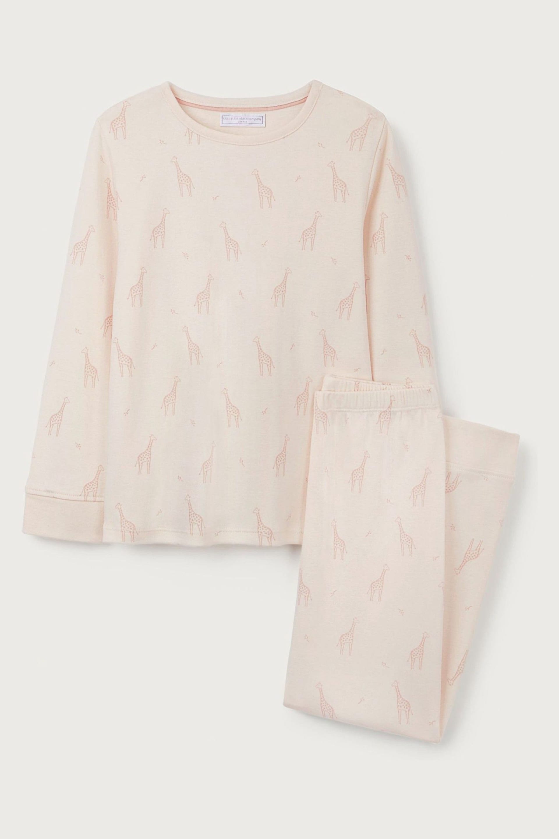 The White Company Pink Organic Cotton Giraffe Print Pyjama - Image 5 of 6