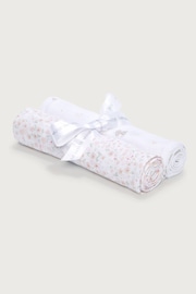 The White Company Cotton Hoppy Bunny And Floral White Muslins 2 Pack - Image 1 of 3