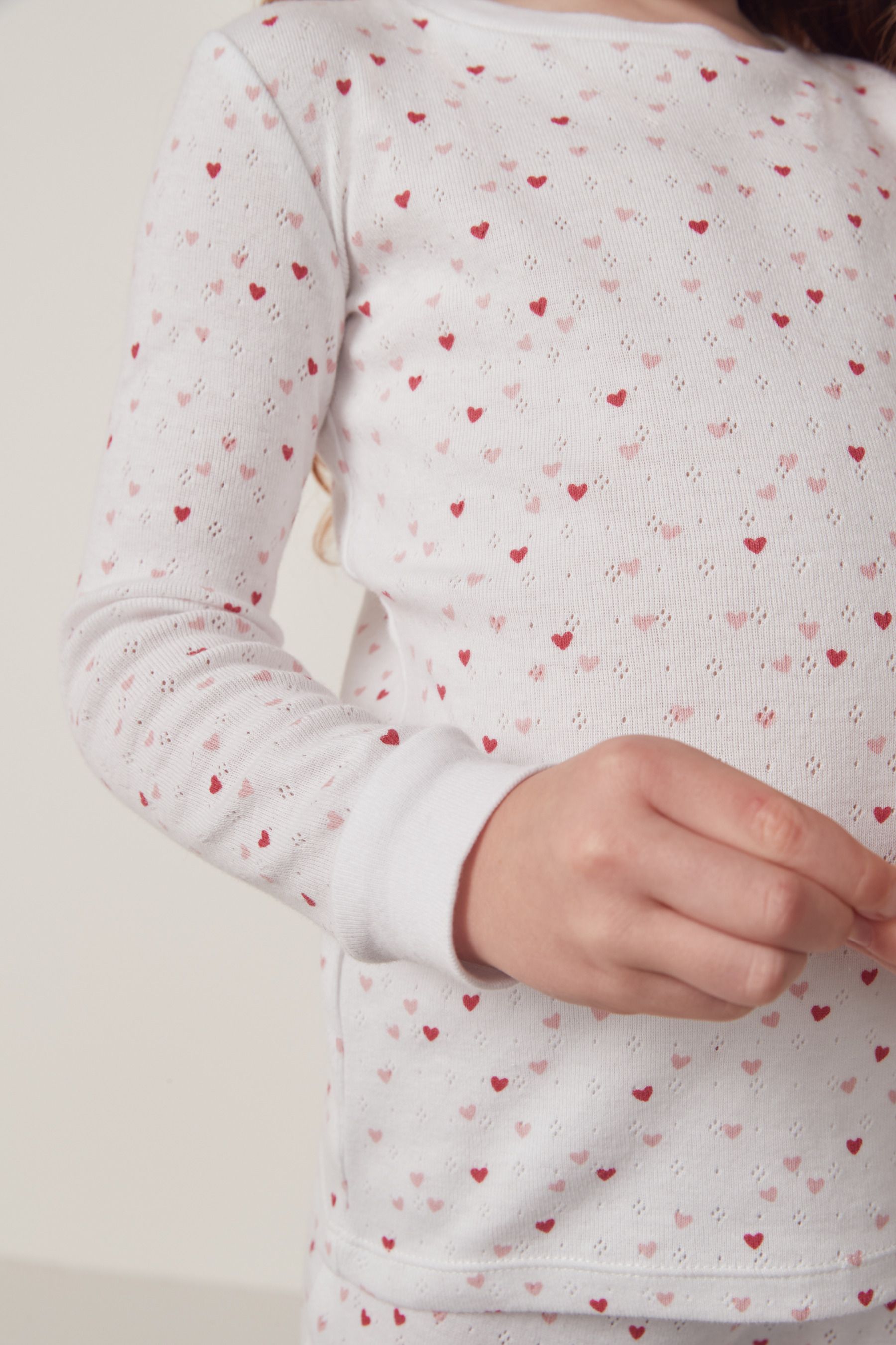 Buy The White Company Cotton Pointelle Mini Heart Print White Pyjamas from Next Luxembourg