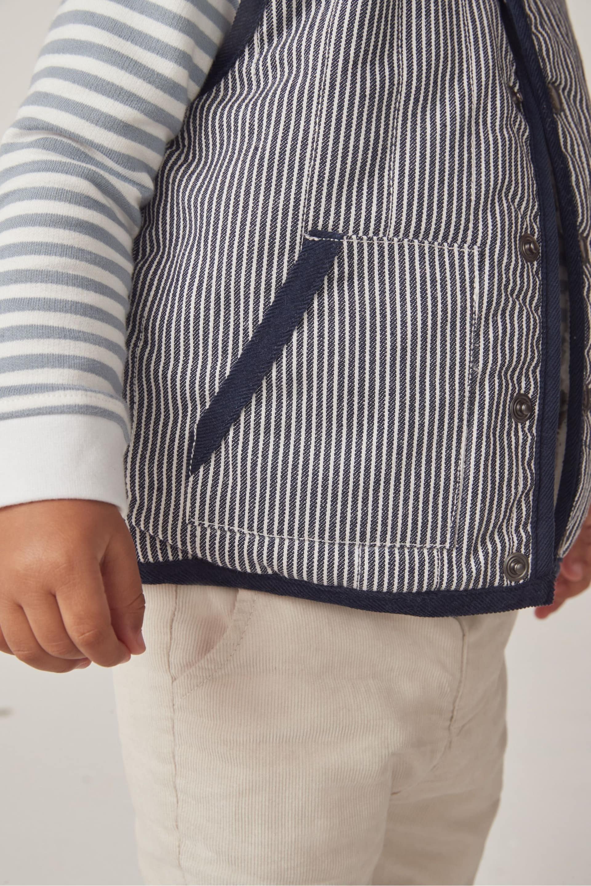 The White Company Blue Cotton Stripe Twill Gilet - Image 6 of 8