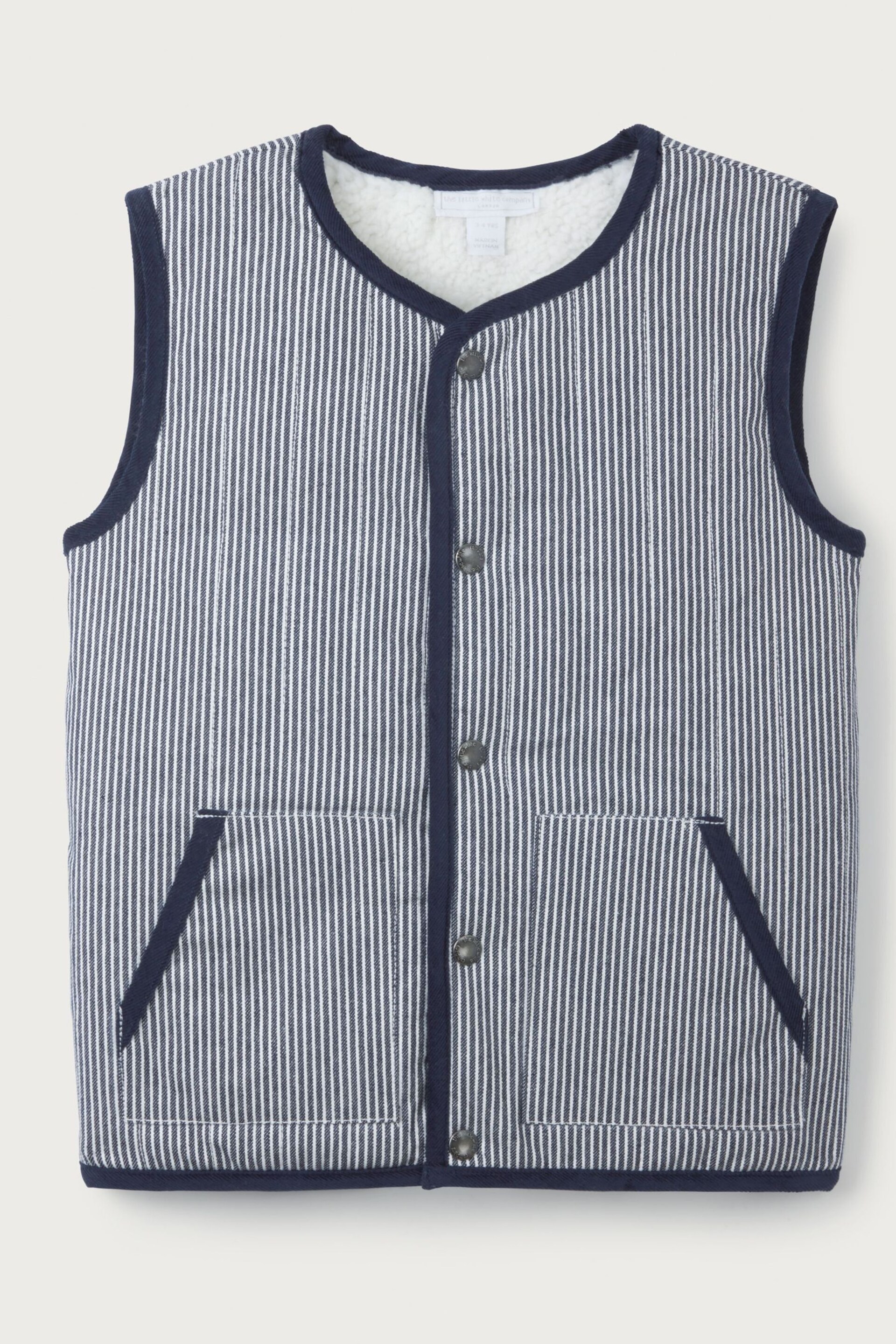 The White Company Blue Cotton Stripe Twill Gilet - Image 7 of 8