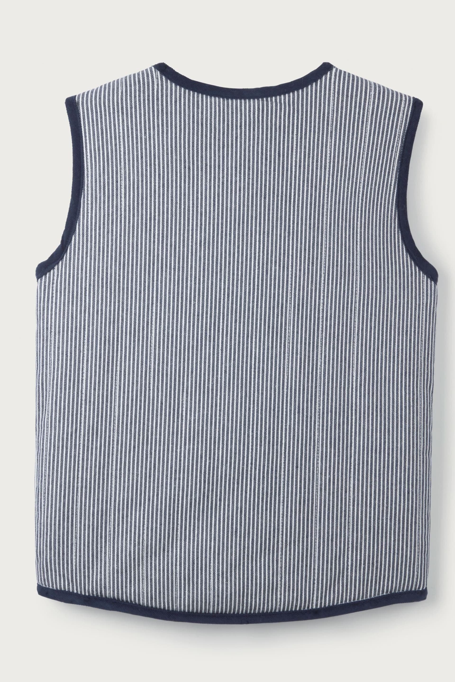 The White Company Blue Cotton Stripe Twill Gilet - Image 8 of 8