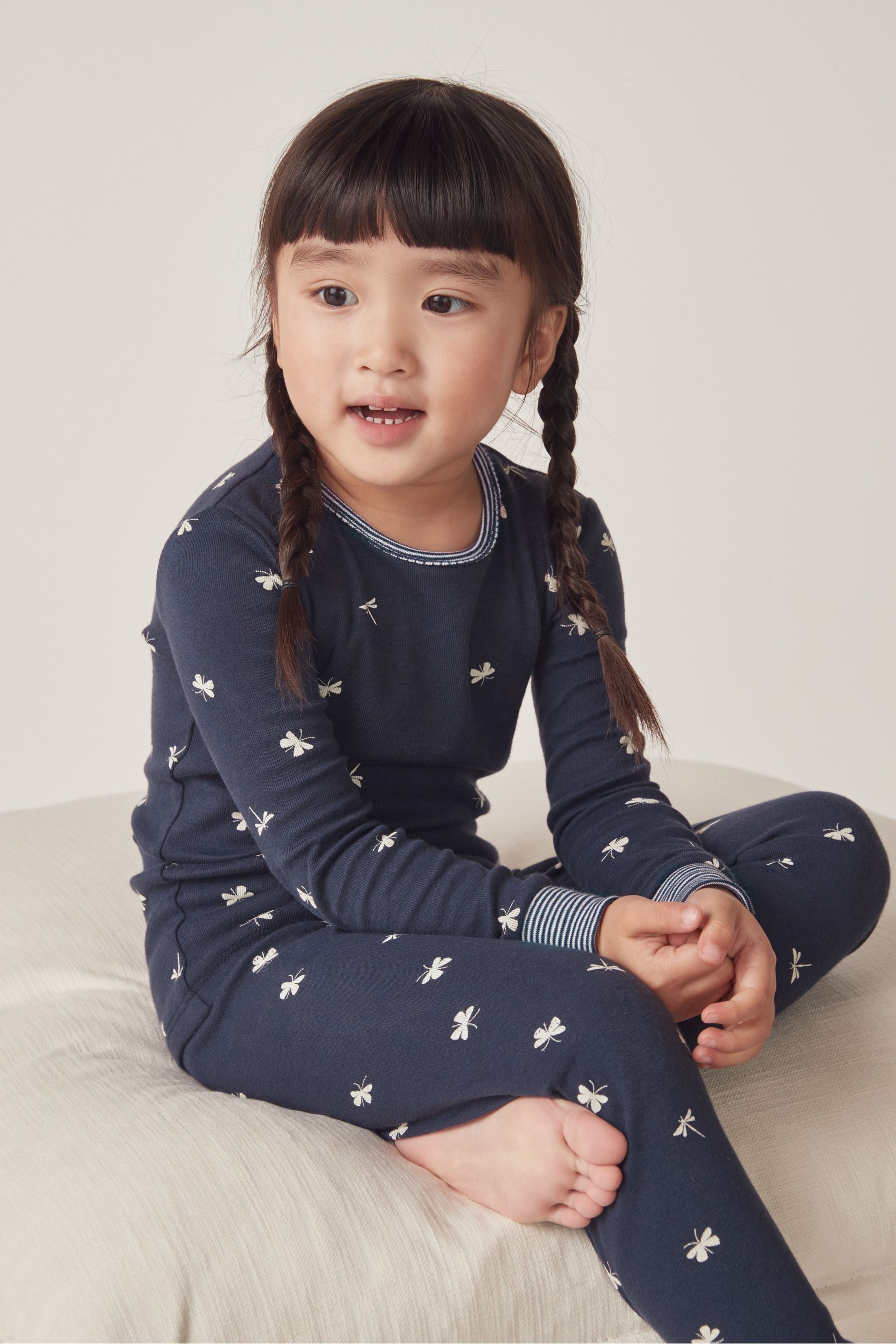 Buy The White Company Slim Fit Blue Cotton Glow In The Dark Butterfly Print Pyjamas from Next Qatar