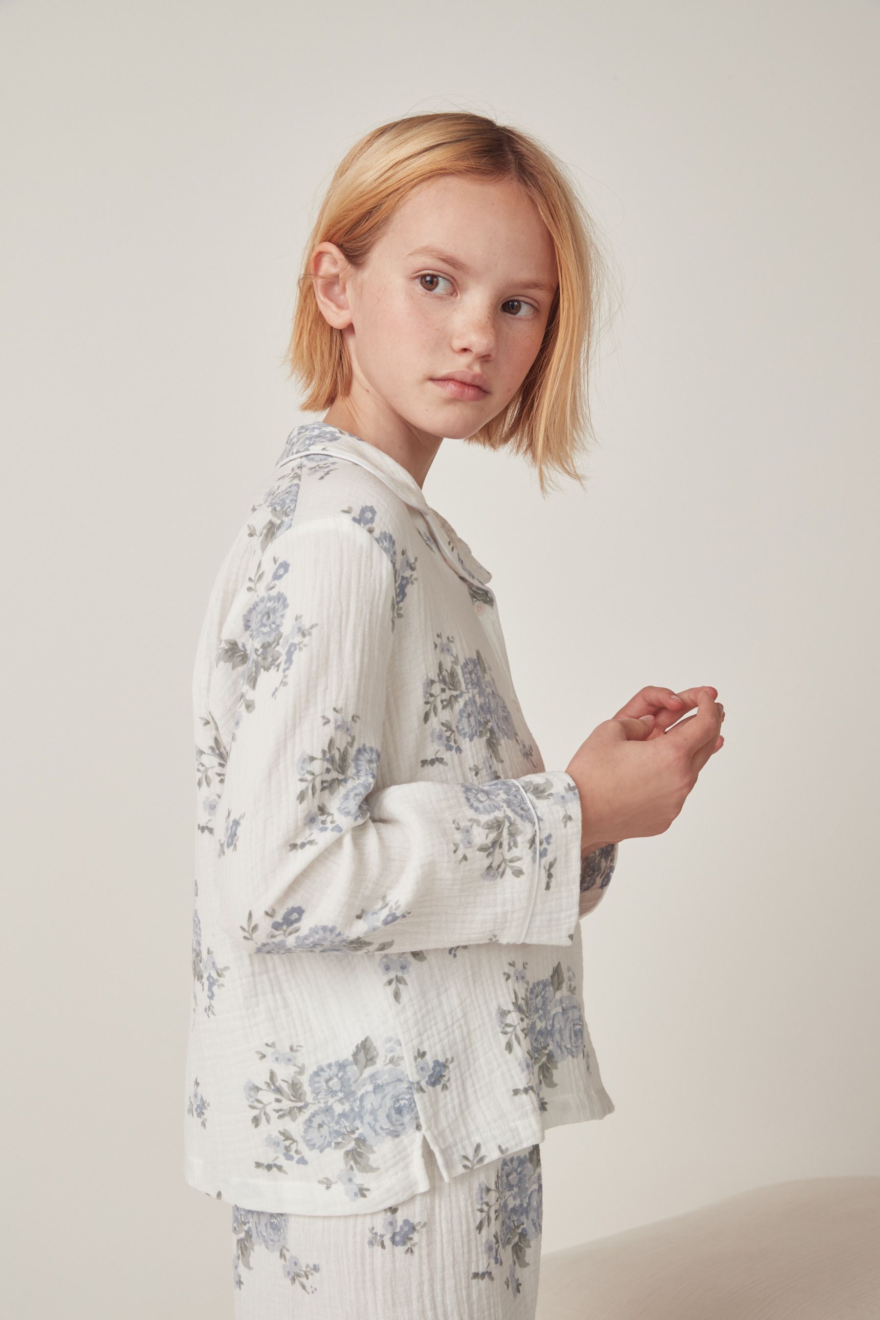 White company double cotton pyjamas top