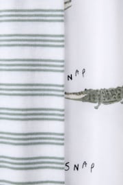 The White Company Cotton Crocodile And Stripe White Pyjamas 2 Set - Image 6 of 6