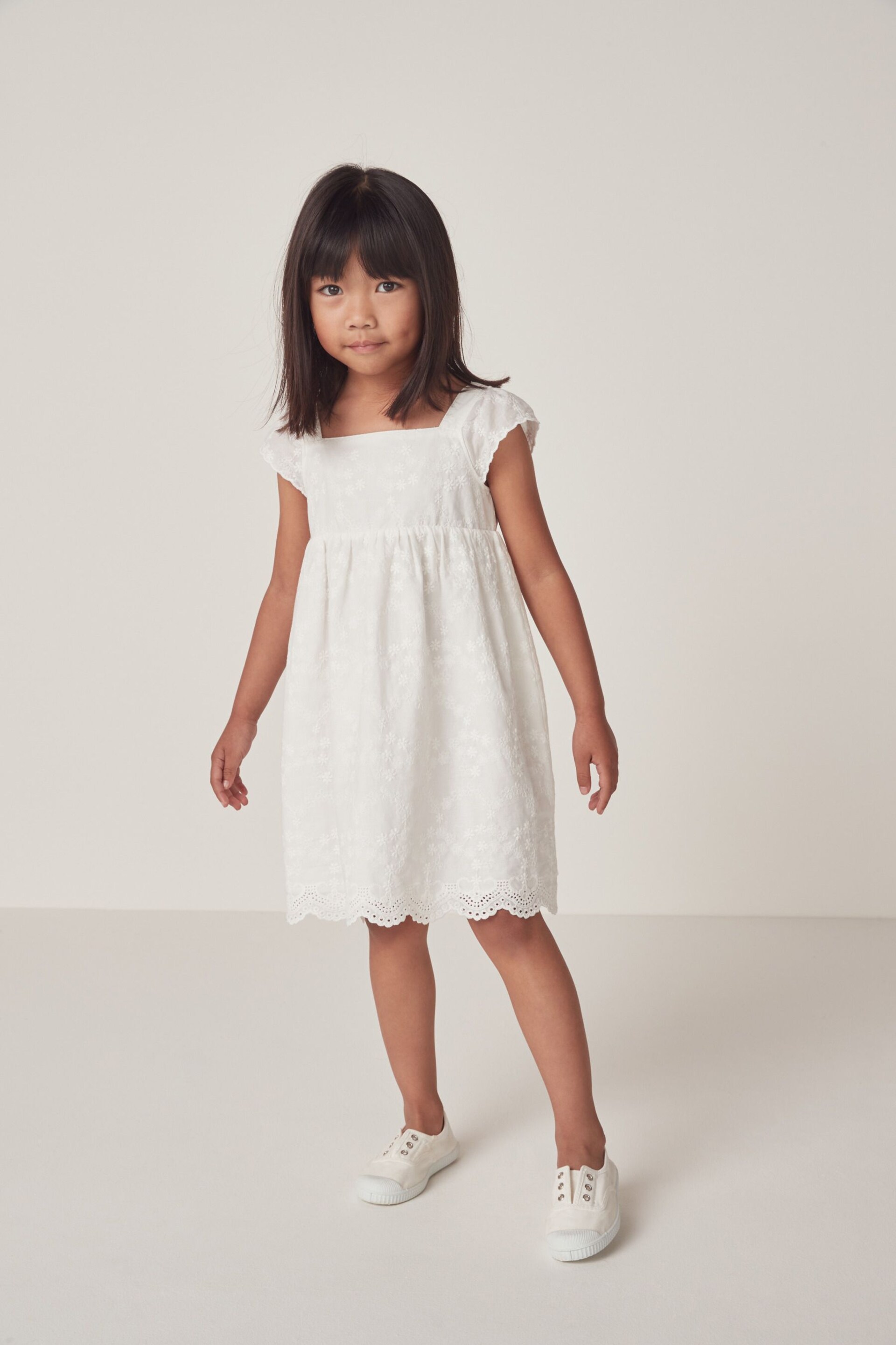 The White Company Cotton Broderie White Dress - Image 1 of 12