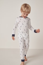 The White Company Cotton Giraffe Print White Pyjamas - Image 1 of 6