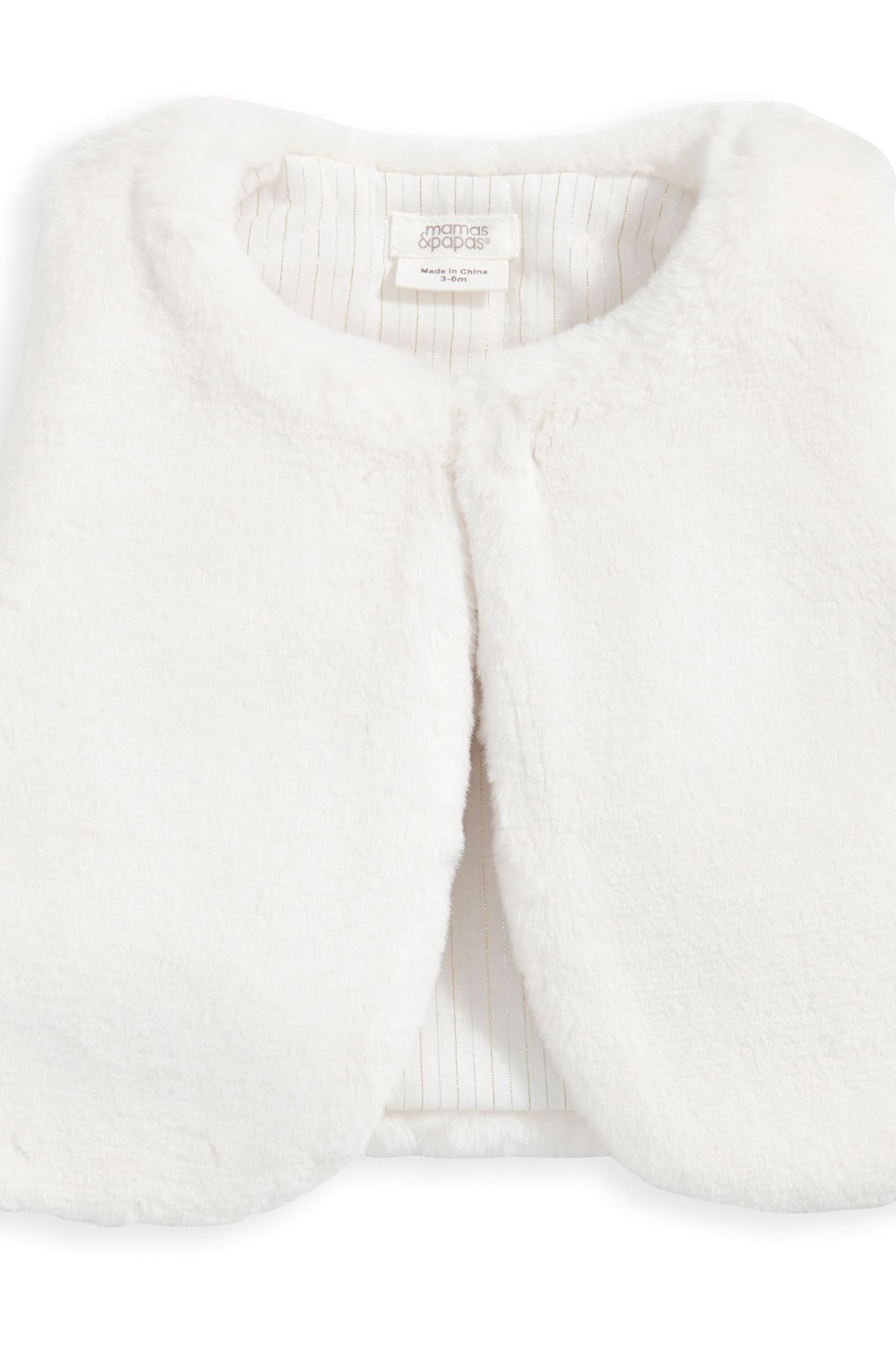 Mamas & Papas Cream Faux Fur Gilet - Image 3 of 4