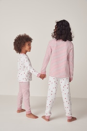 The White Company Cotton Strawberry And Stripe White Pyjamas 2 Pack - Image 2 of 6