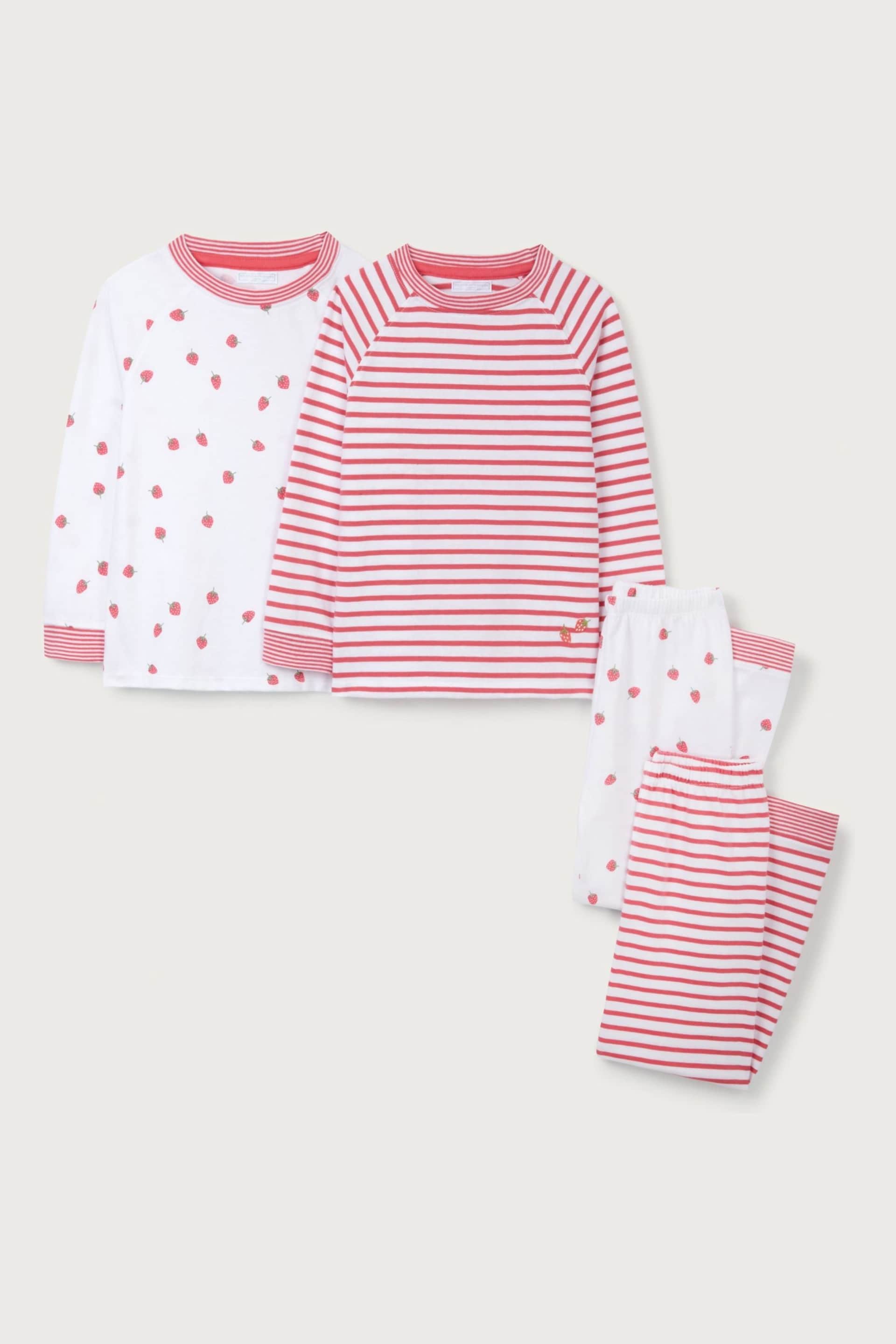 The White Company Cotton Strawberry And Stripe White Pyjamas 2 Pack - Image 5 of 6