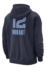 Fanatics Blue NBA Memphis Grizzlies Name And Number Fleece Hoodie - Ja Morant - Image 3 of 3