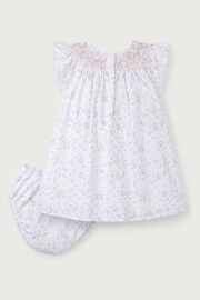 The White Company Celine Cotton Hand Smocked Frill Sleeve White Dress - Image 9 of 12
