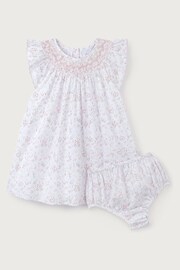 The White Company Celine Cotton Hand Smocked Frill Sleeve White Dress - Image 12 of 12