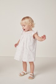 The White Company Celine Cotton Hand Smocked Frill Sleeve White Dress - Image 5 of 12